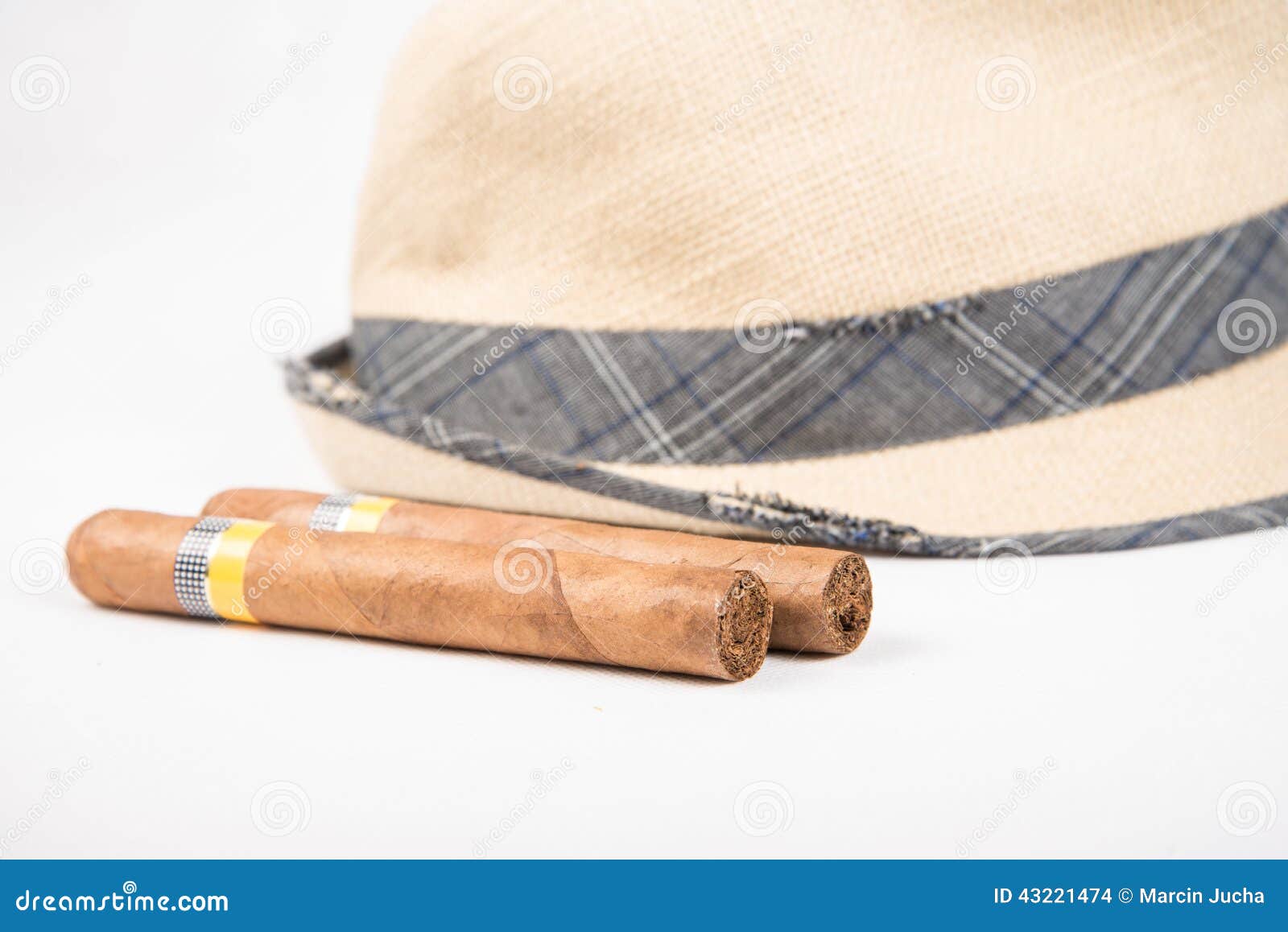 Cuban cigar and hat stock photo. Image of background 43221474