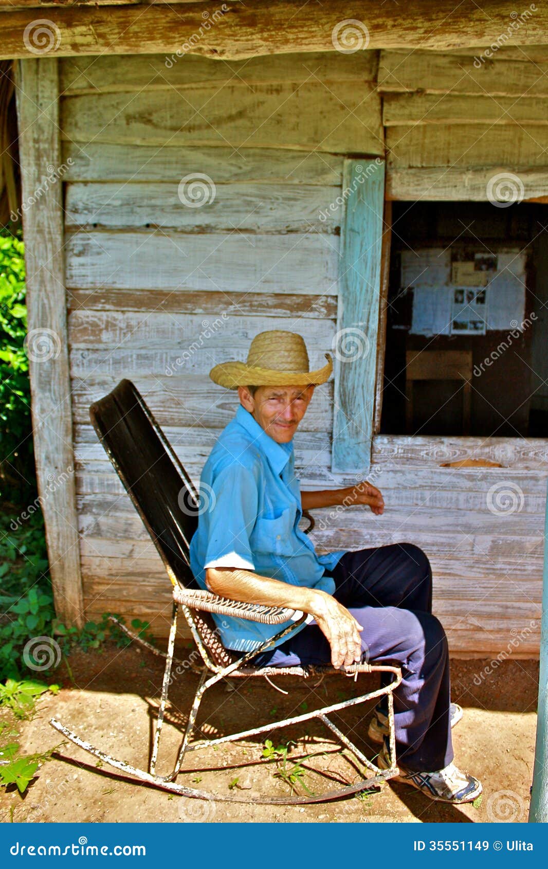 Cuban Farmer In Rocking Chair Editorial Stock Image 