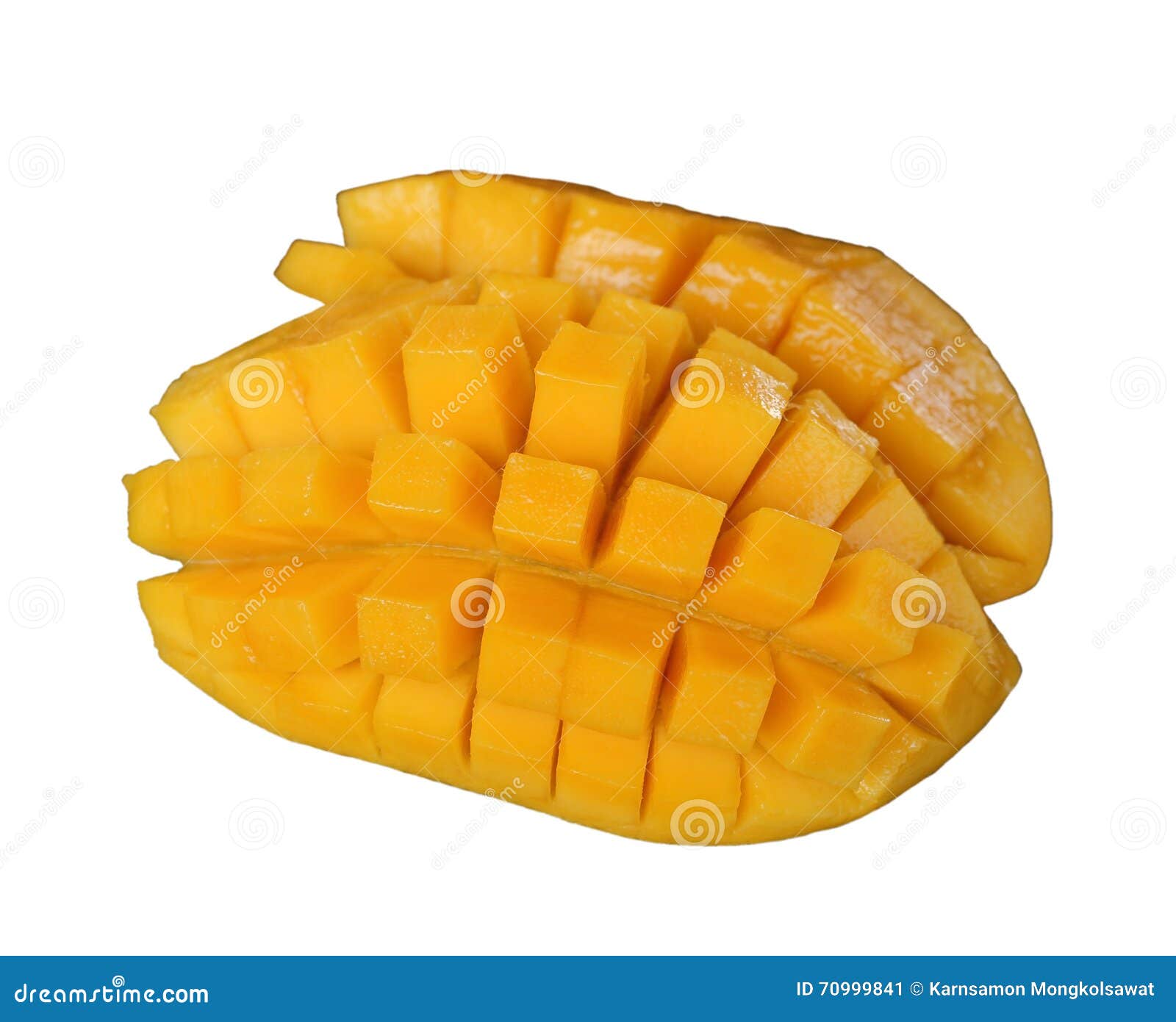 Cube Cut Ripe Mango Isolated On White Background. Stock Image Image