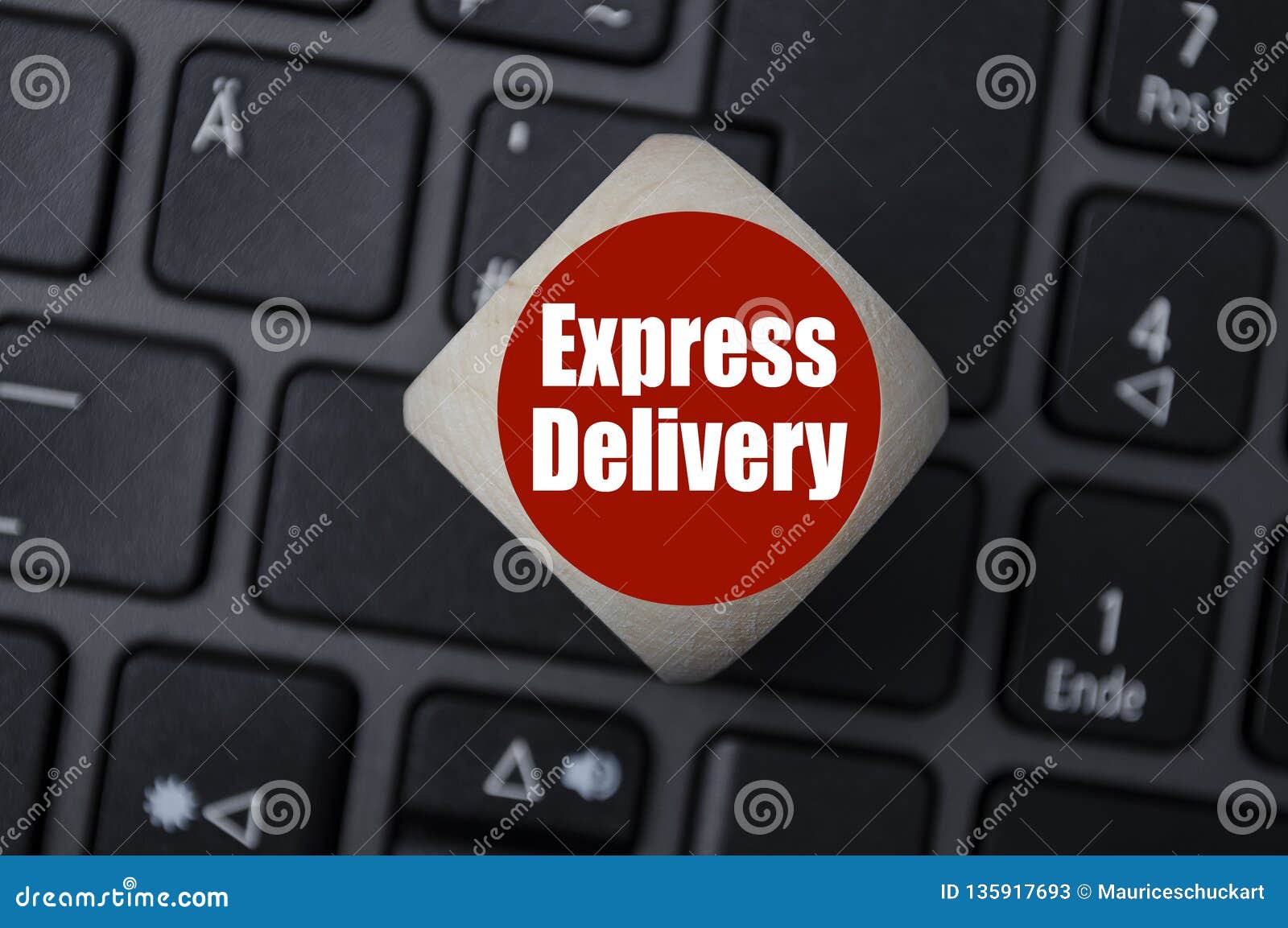 Cube Dice with Express Delivery Stock Image Image of laptop, package