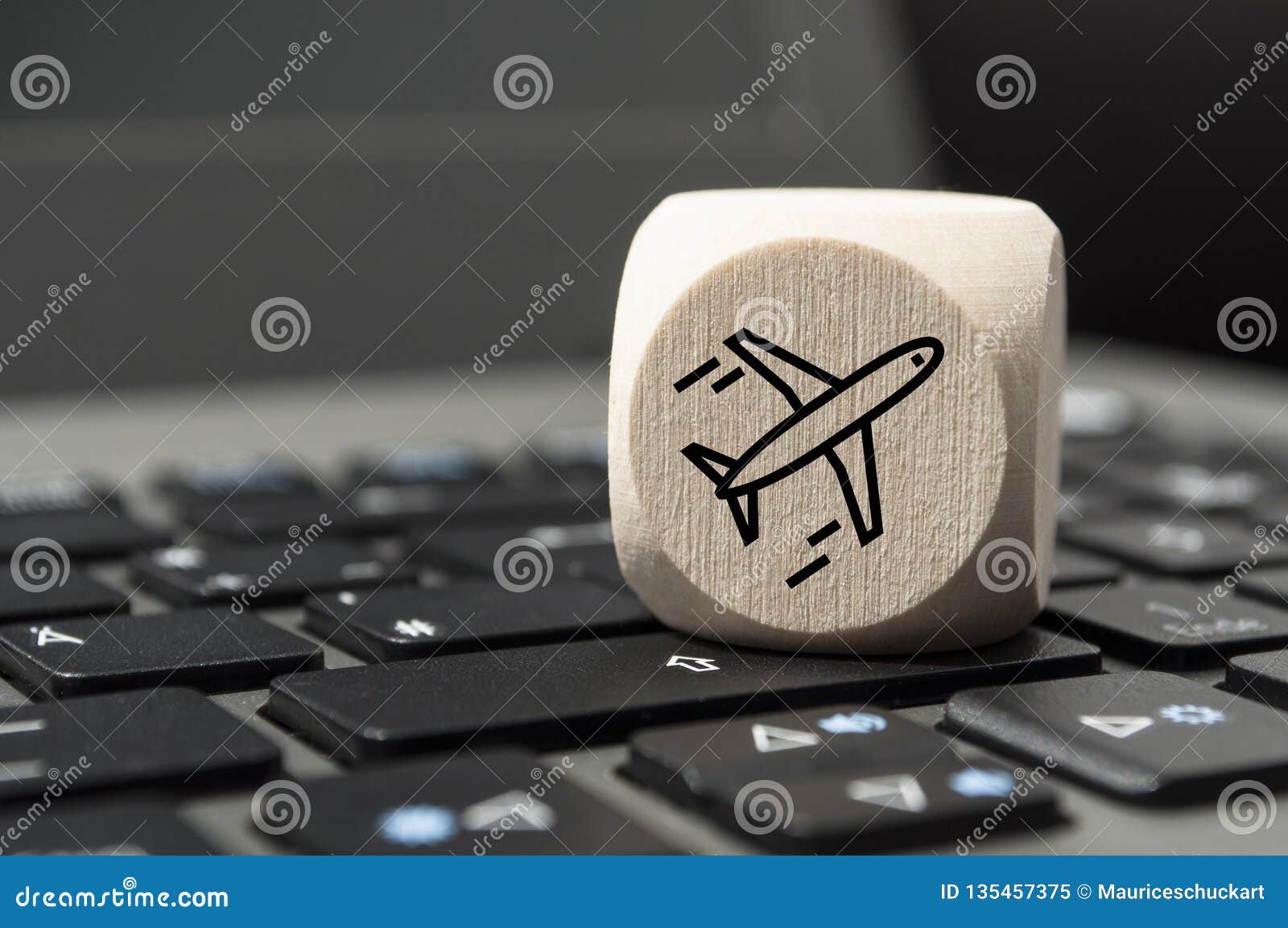 Cube Dice on a Keyboard with a Plane Stock Image Image of business