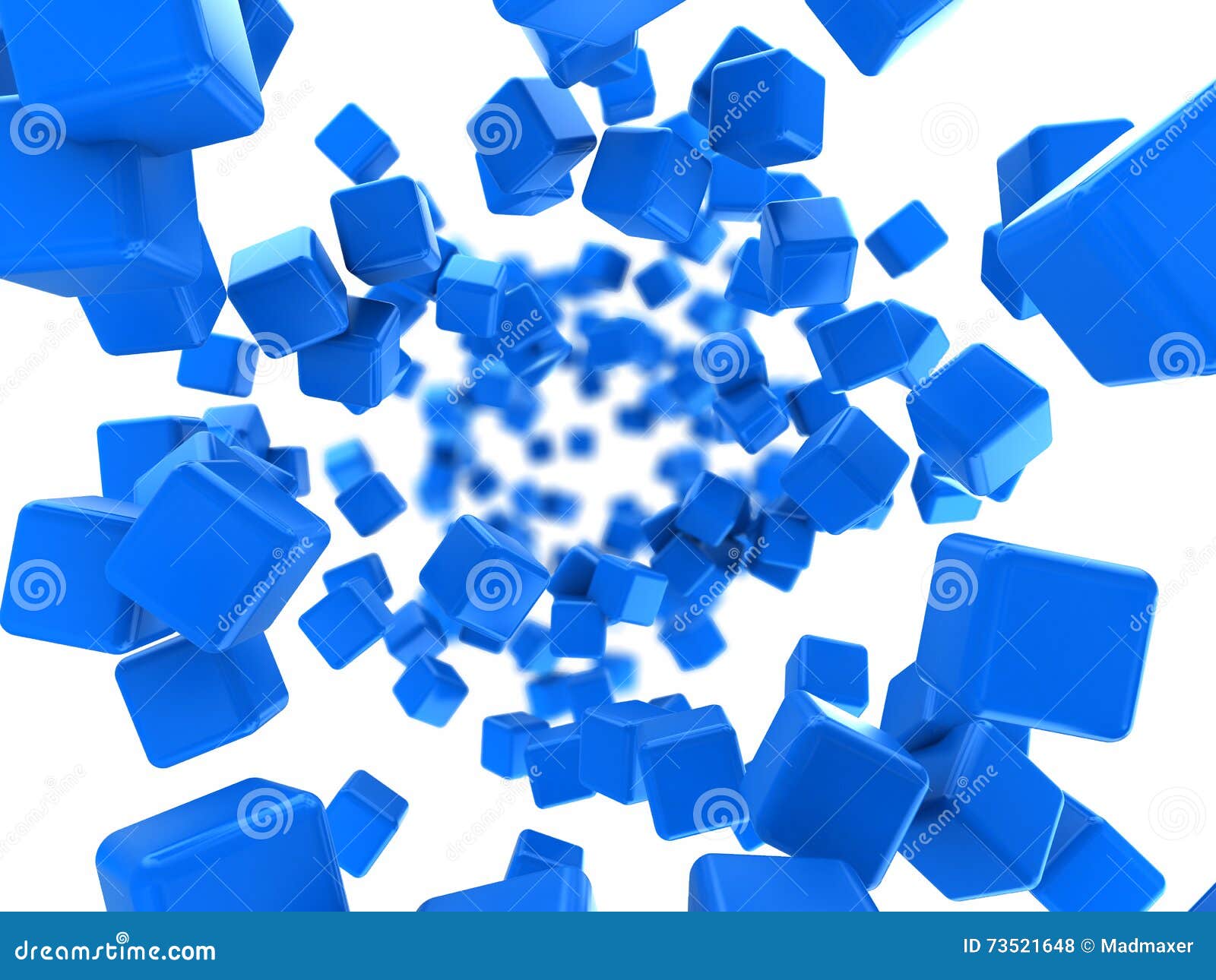 Cube le fond. L'illustration 3d abstraite des cubes bleus coulent fond