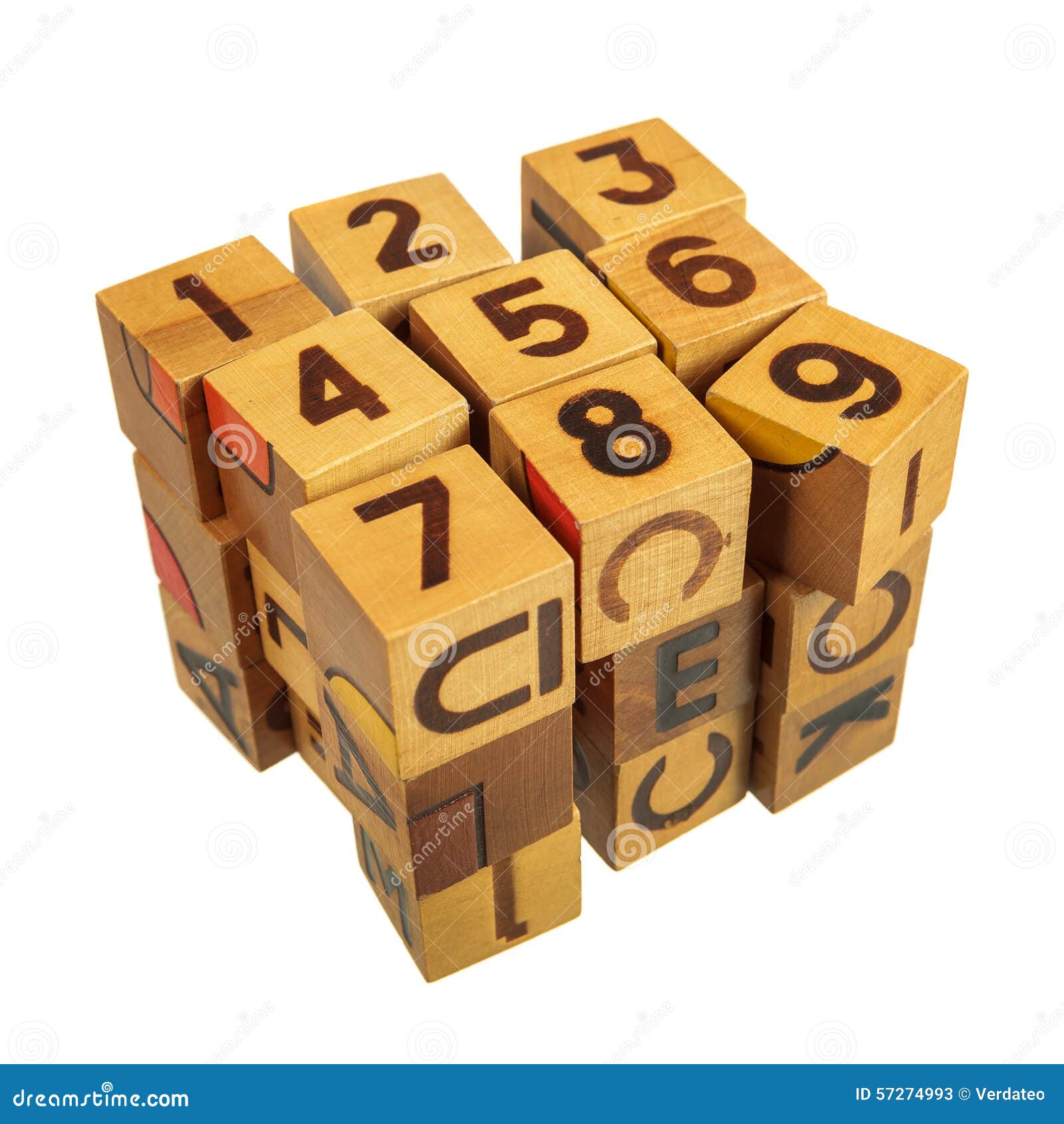 Cube Made Of Wooden Blocks With Numbers And Letters Stock Image Image of puzzle, block 57274993