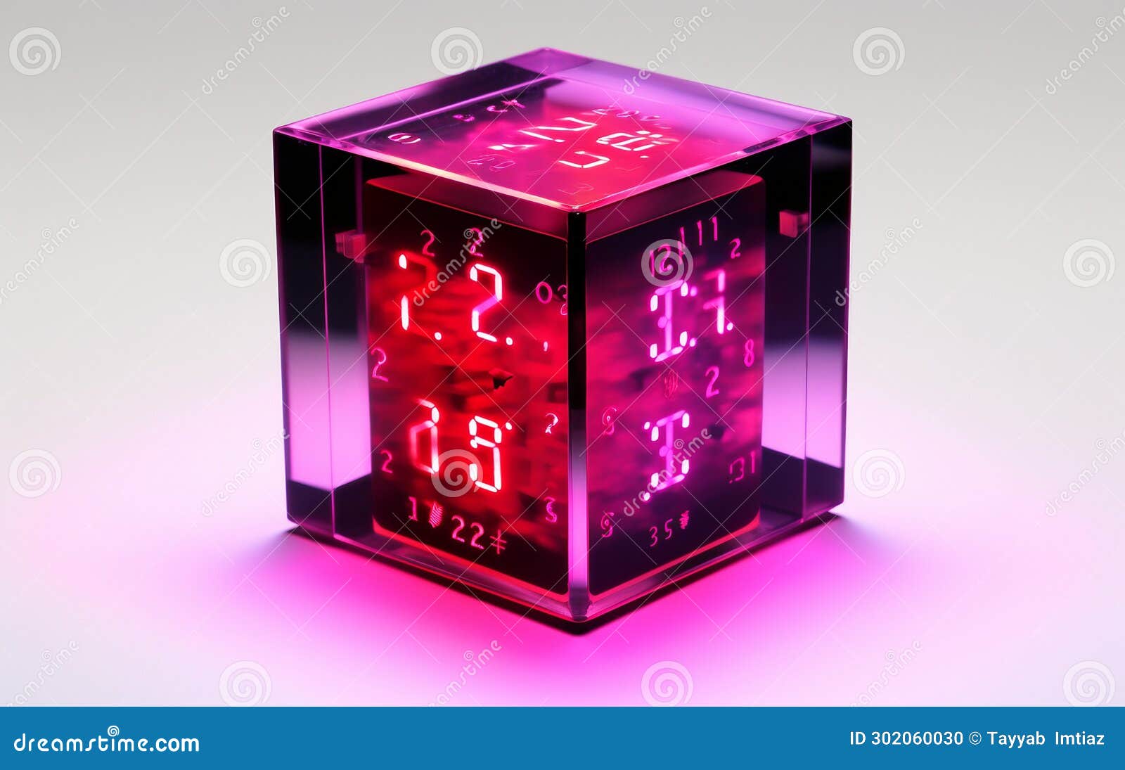 cube temperature and time display  on white background.