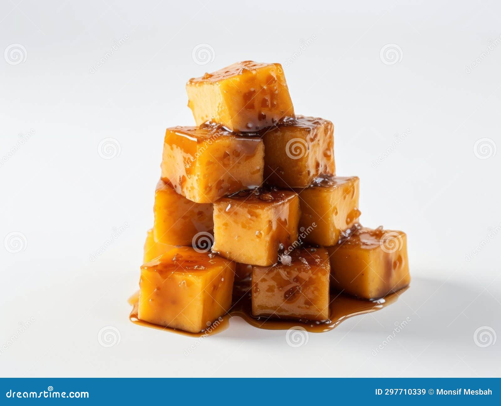 Minimalist Elegance: Cubed Tofu Styled in a Gourmet Setting Stock
