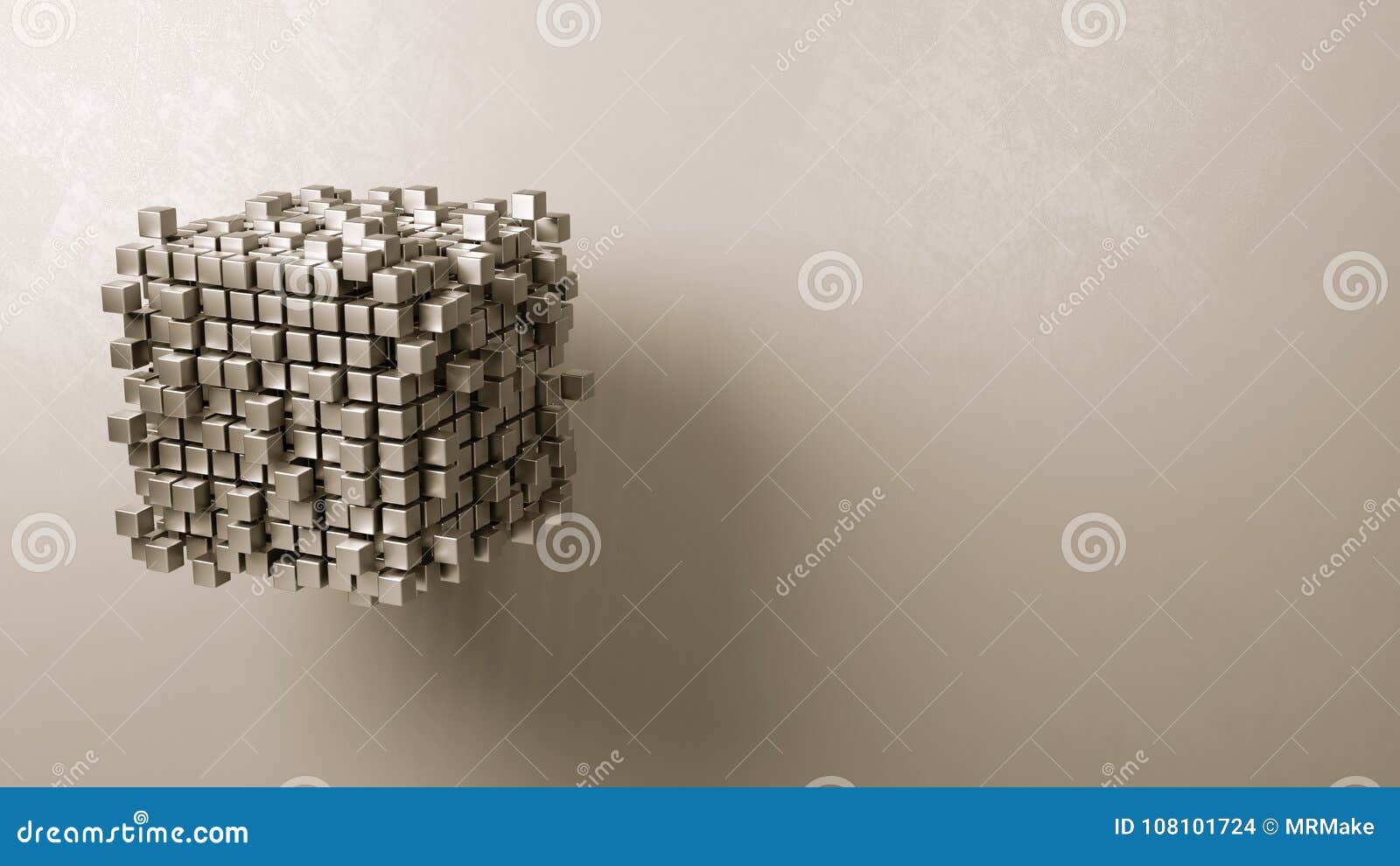 cubes aggregation on grey background