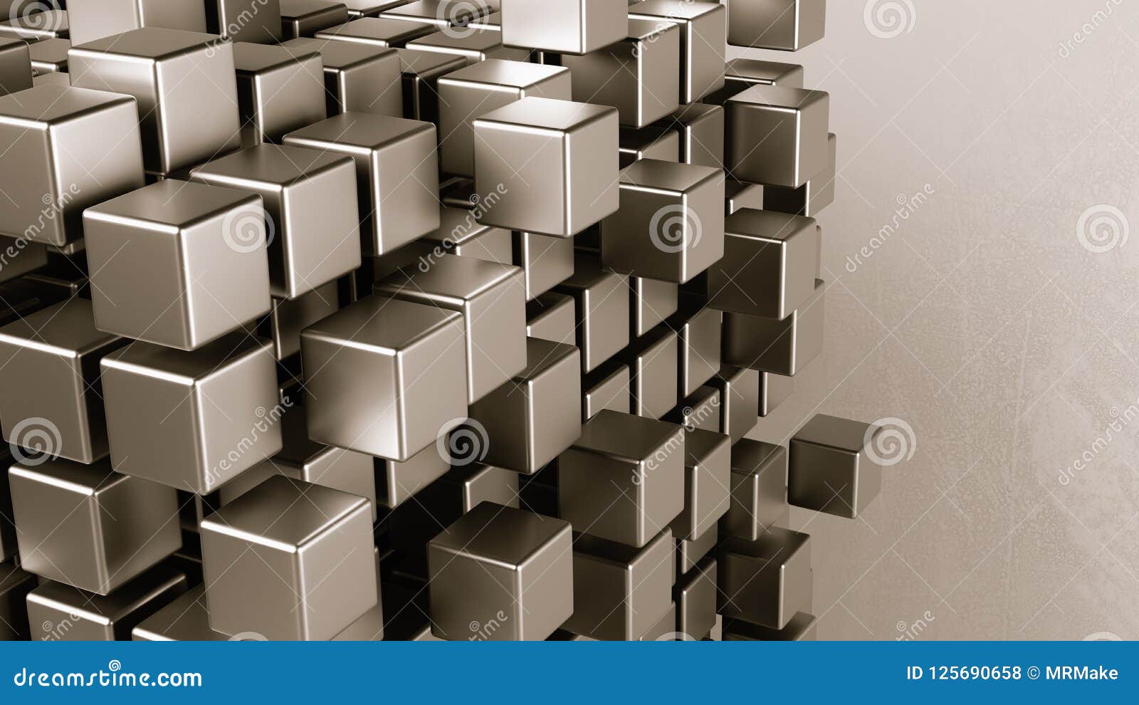 cubes aggregation on grey background