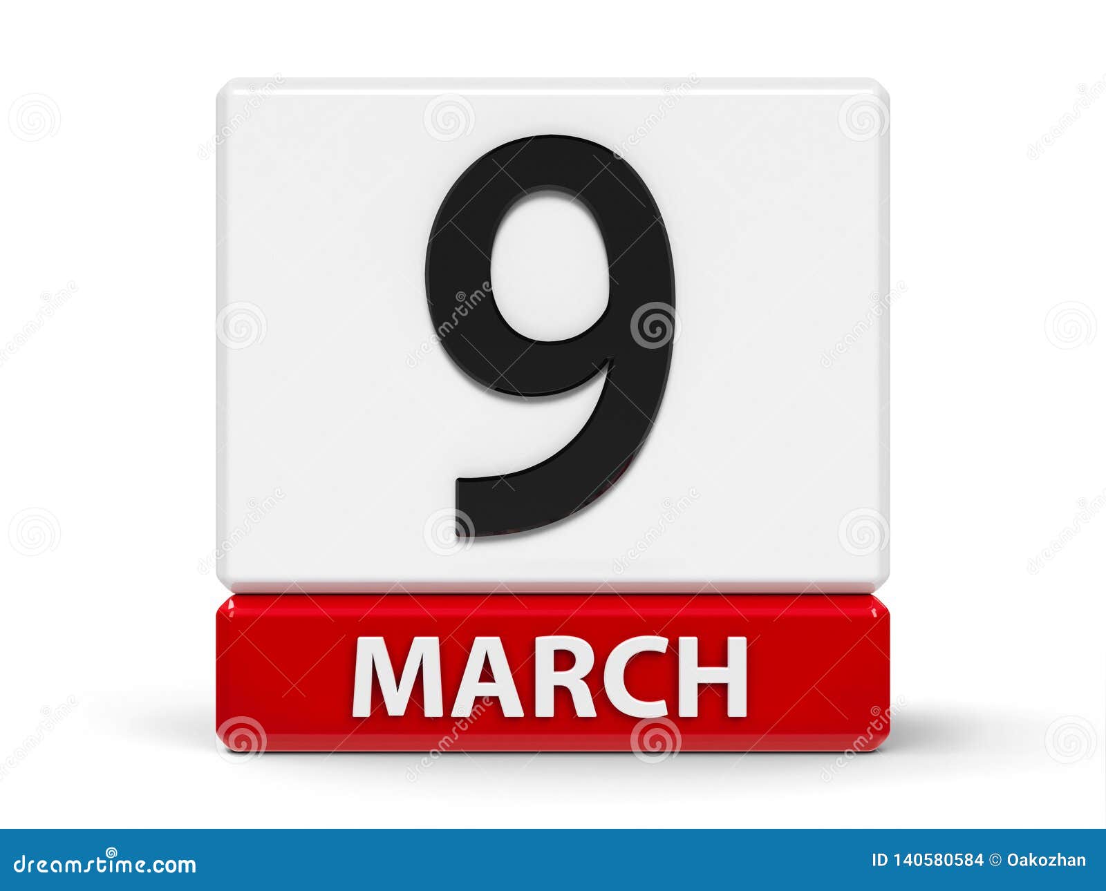 Cubes calendar 9th March stock illustration. Illustration of design