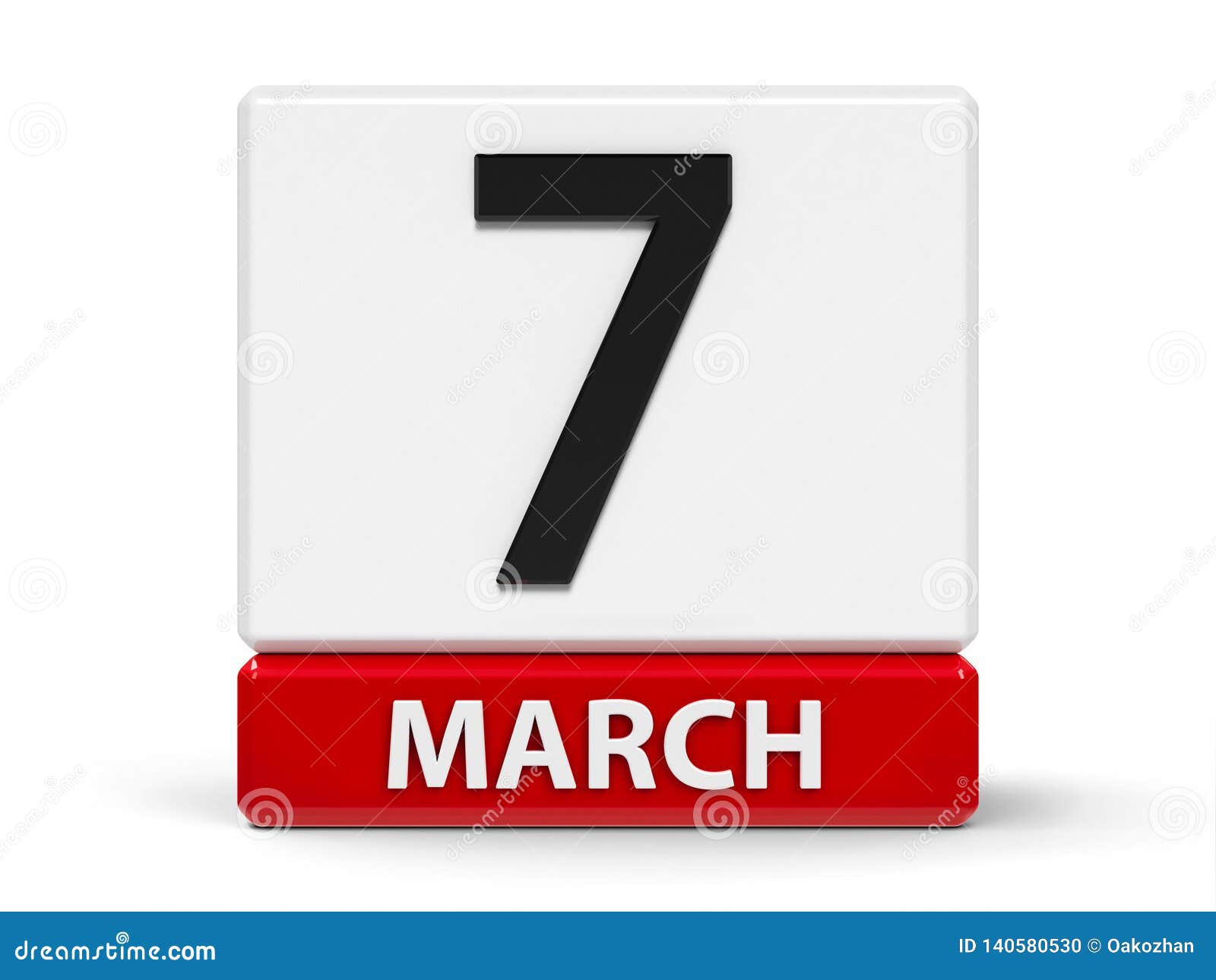 Cubes calendar 7th March stock illustration. Illustration of organizer