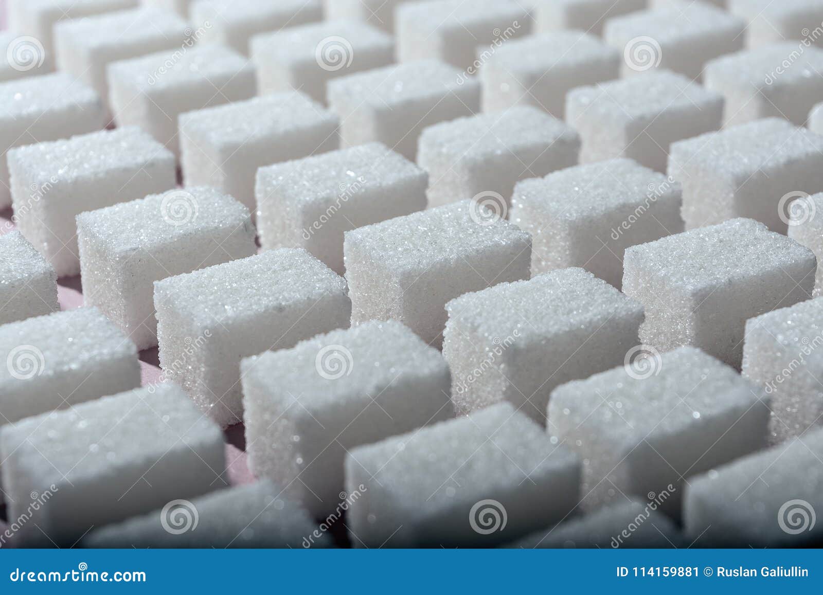 Cubes of Refined White Sugar the Correct Geometric Shape on a Pink ...