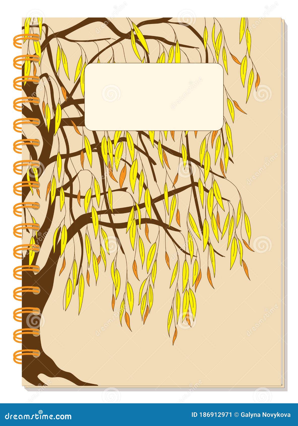 A5 Cubierta De Cuaderno De Espiral Escolar Con árbol De Sauce Y Follaje  Amarillo Ilustración del Vector - Ilustración de scrapbook, cosa: 186912971