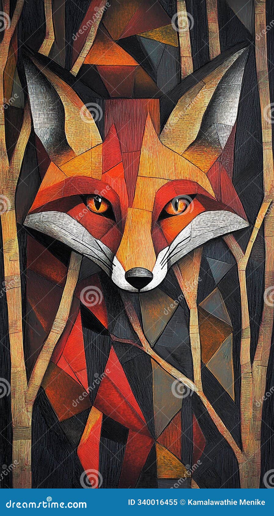 cubist fox: blending into an angular forest