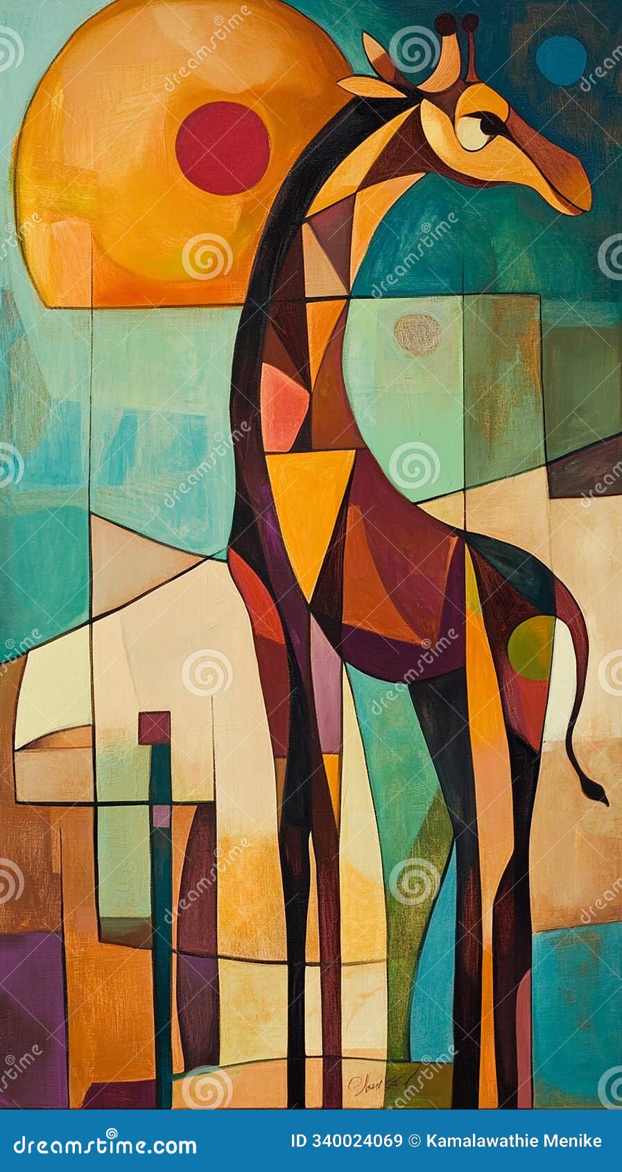 cubist giraffe: abstract composition with elongated s