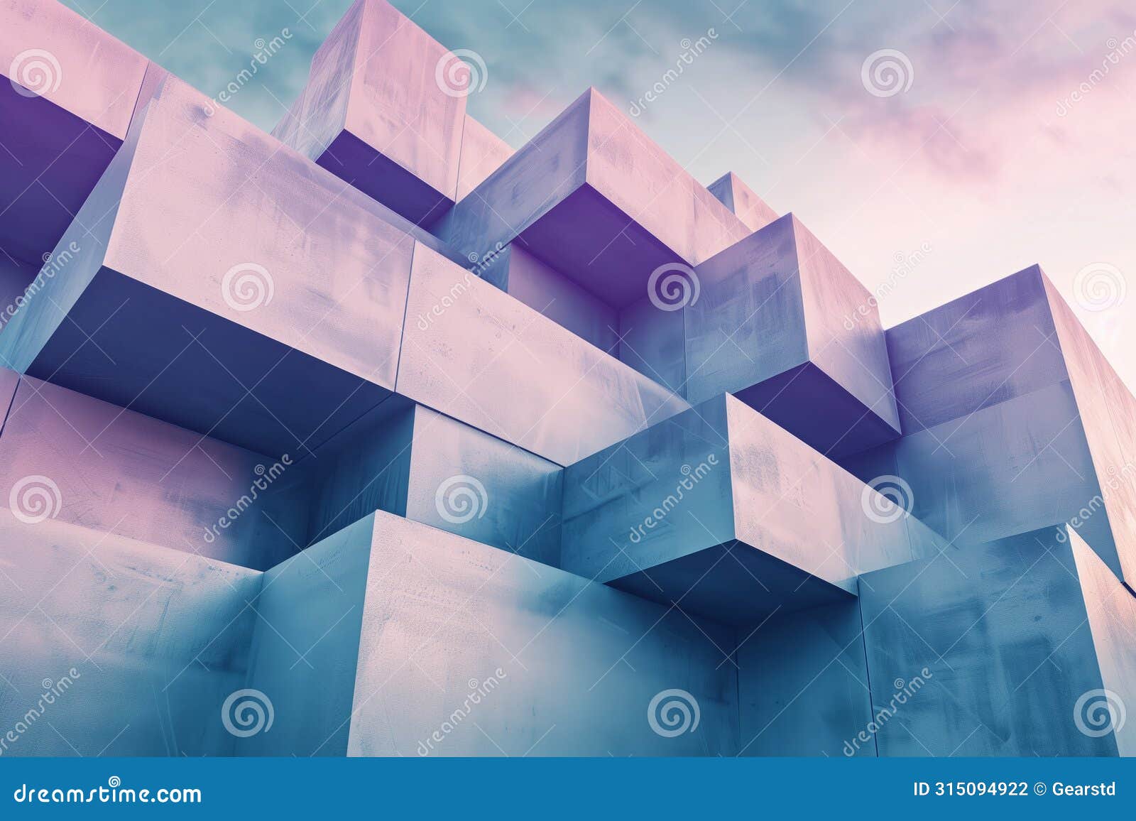 cubistic structural  in pastel colors