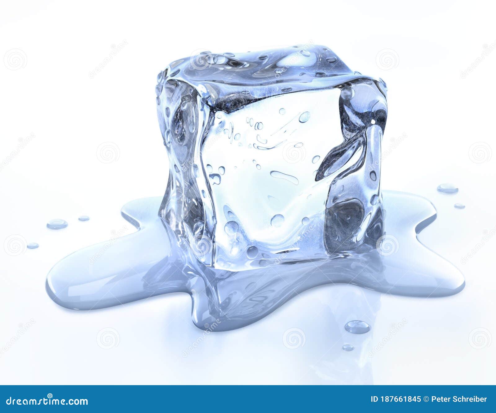 Cubo de hielo con gotas de agua. el hielo se está derritiendo
