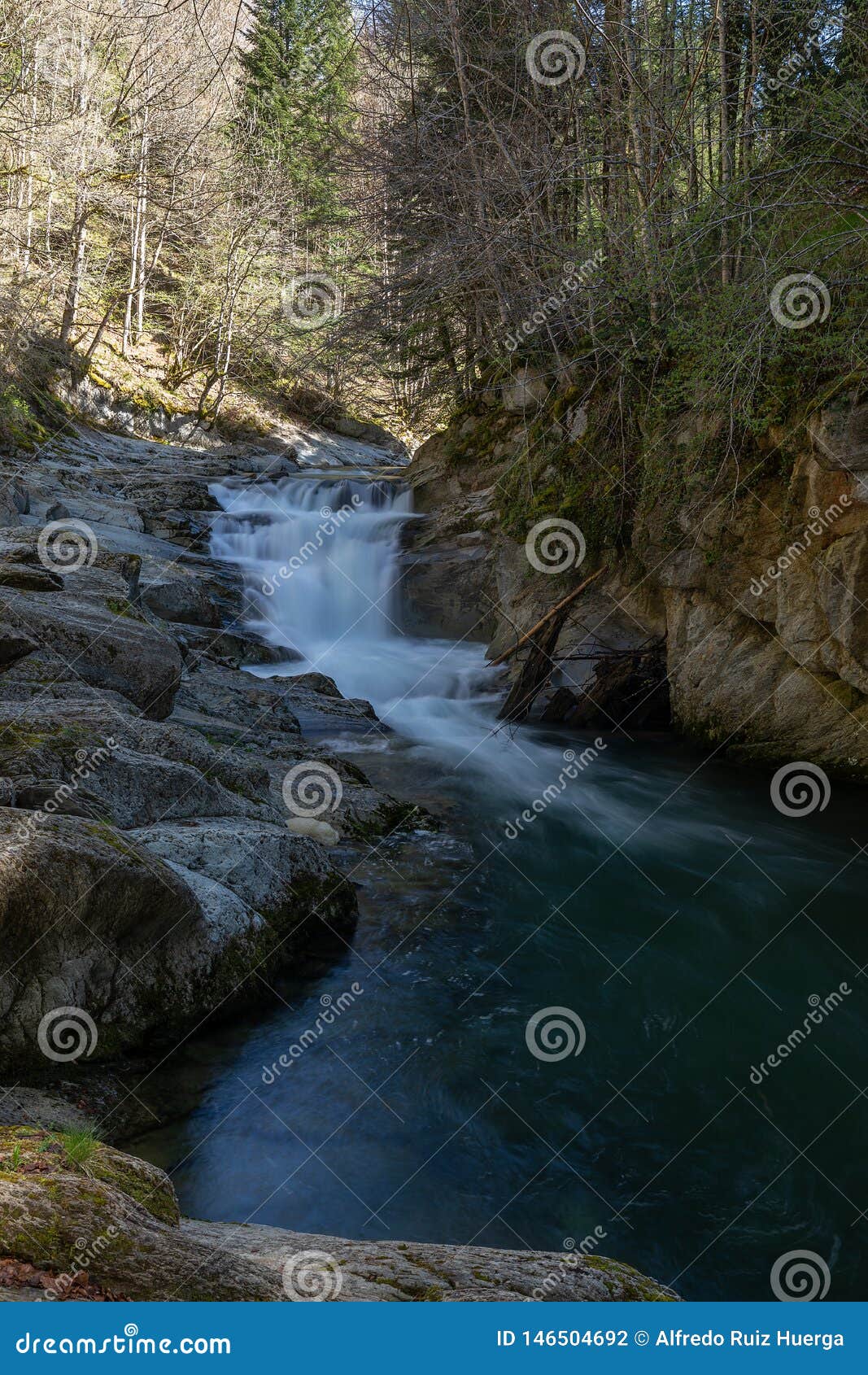 cubo waterfall in irati forest in navarra