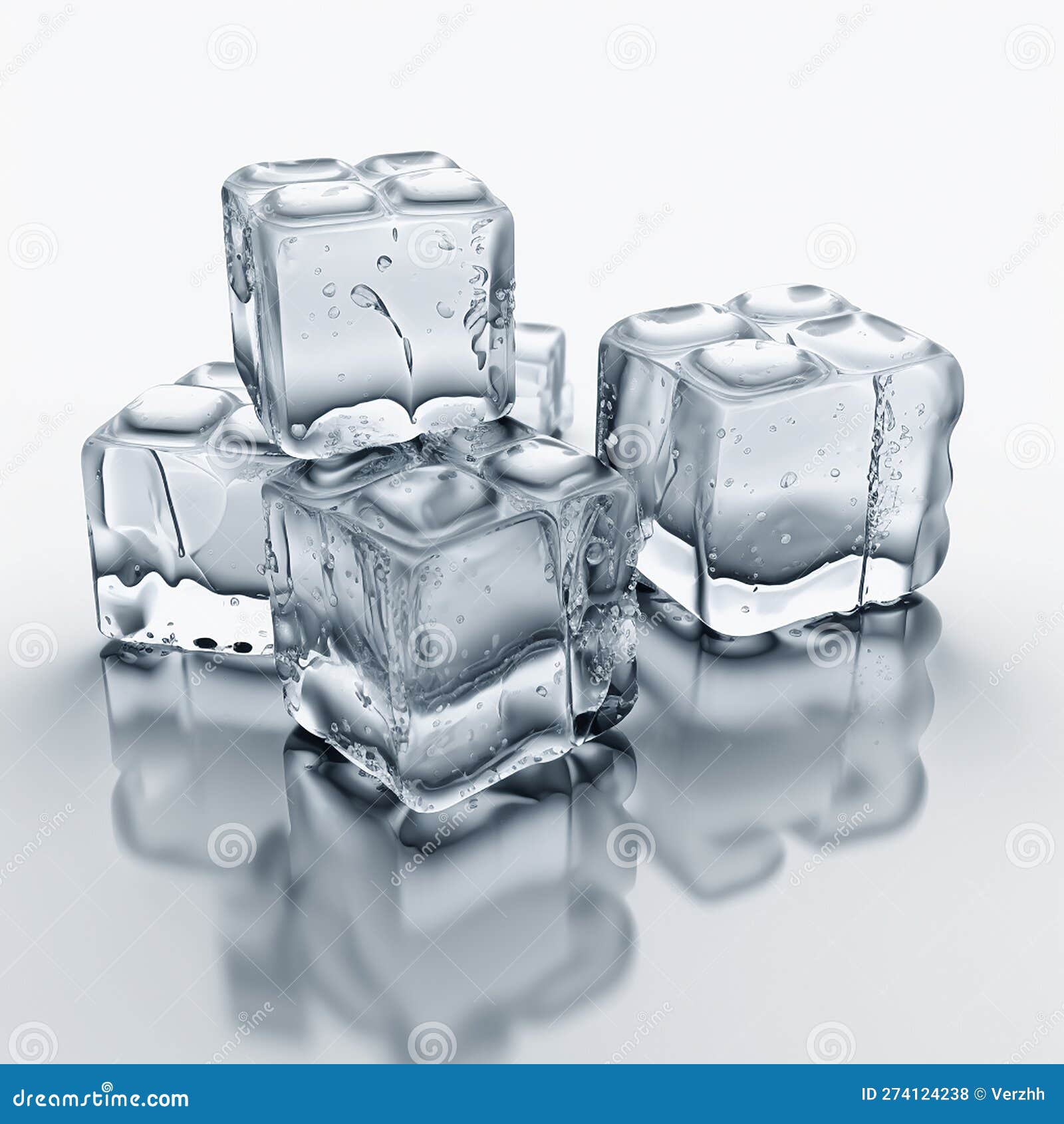 Cubos de hielo en blanco.