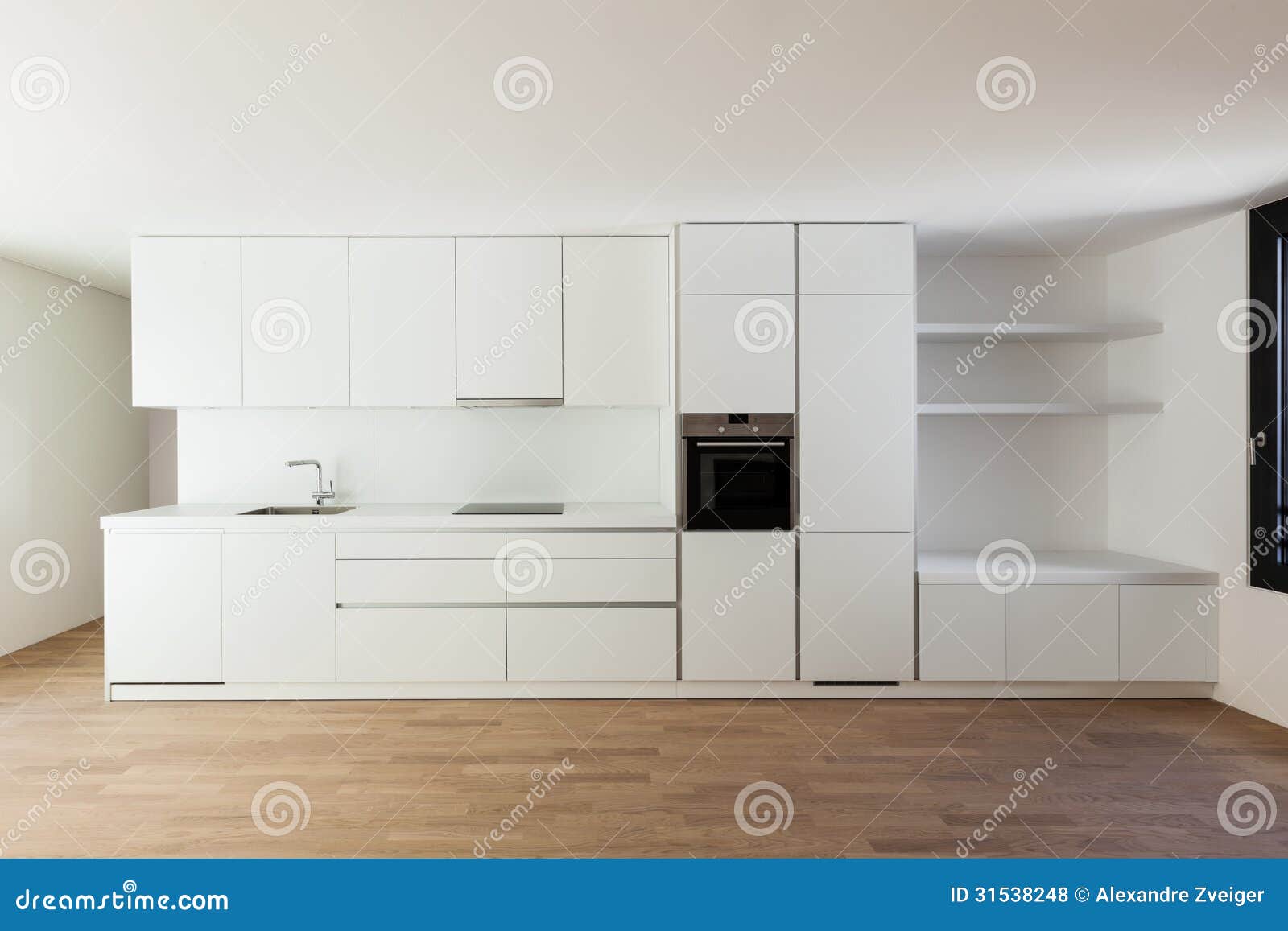 Cucina bianca moderna fotografia stock immagine di for Casa moderna cucina
