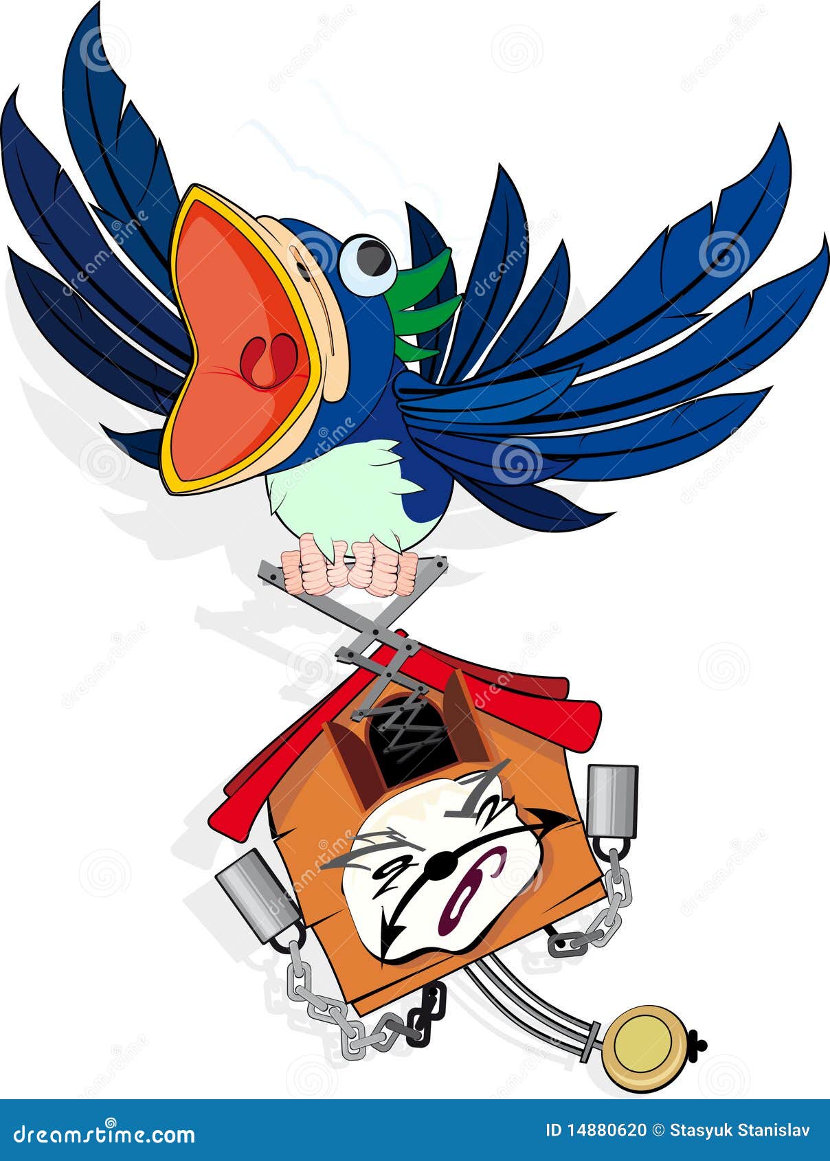 Cuckoo Clock stock vector. Illustration of style, brown 14880620