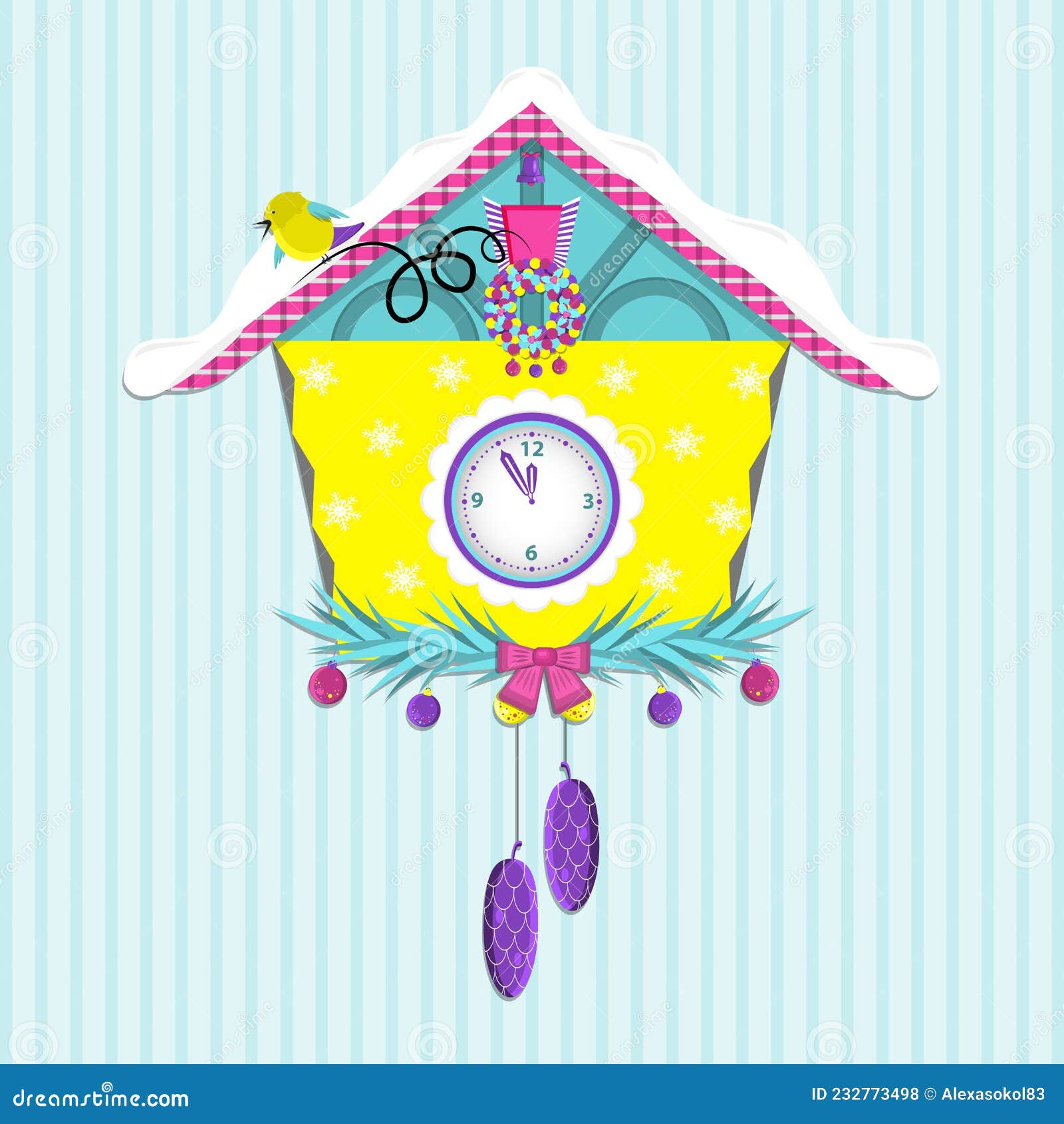 Cuckooclock. Flat Vector Illustration. Cuckooclock