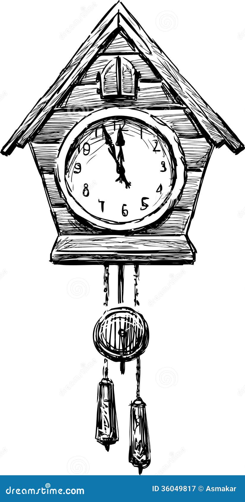 cuckoo clock vector drawing old pendulum 36049817