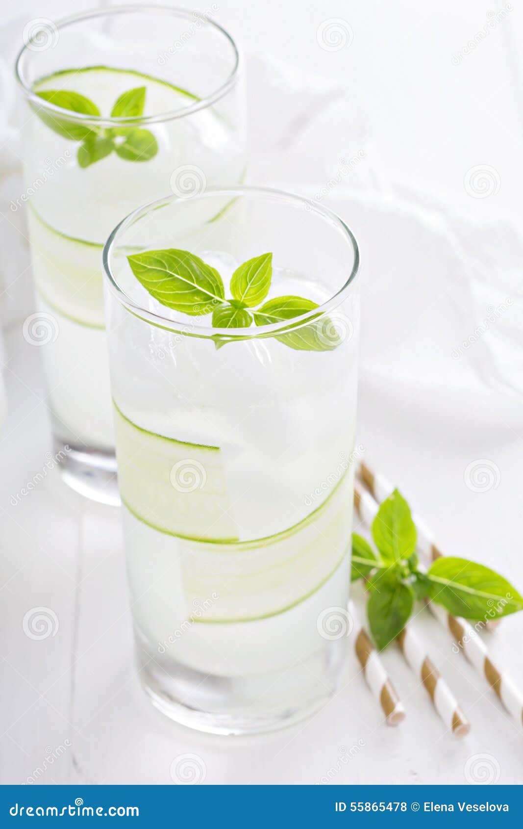 Cucumber Cooler in Tall Glasses Stock Photo Image of healthy, drink