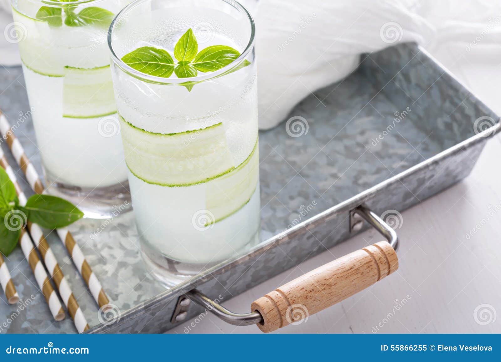 Cucumber Cooler in Tall Glasses Stock Image Image of kitchen, citrus