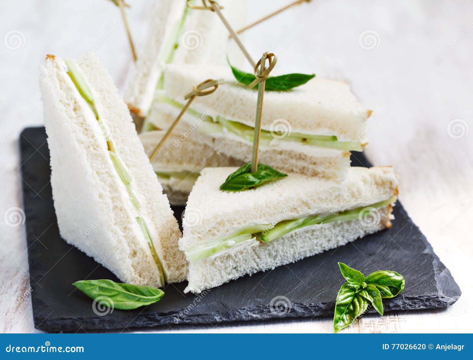 Cucumber and Cream Cheese Sandwiches Stock Photo Image of traditional