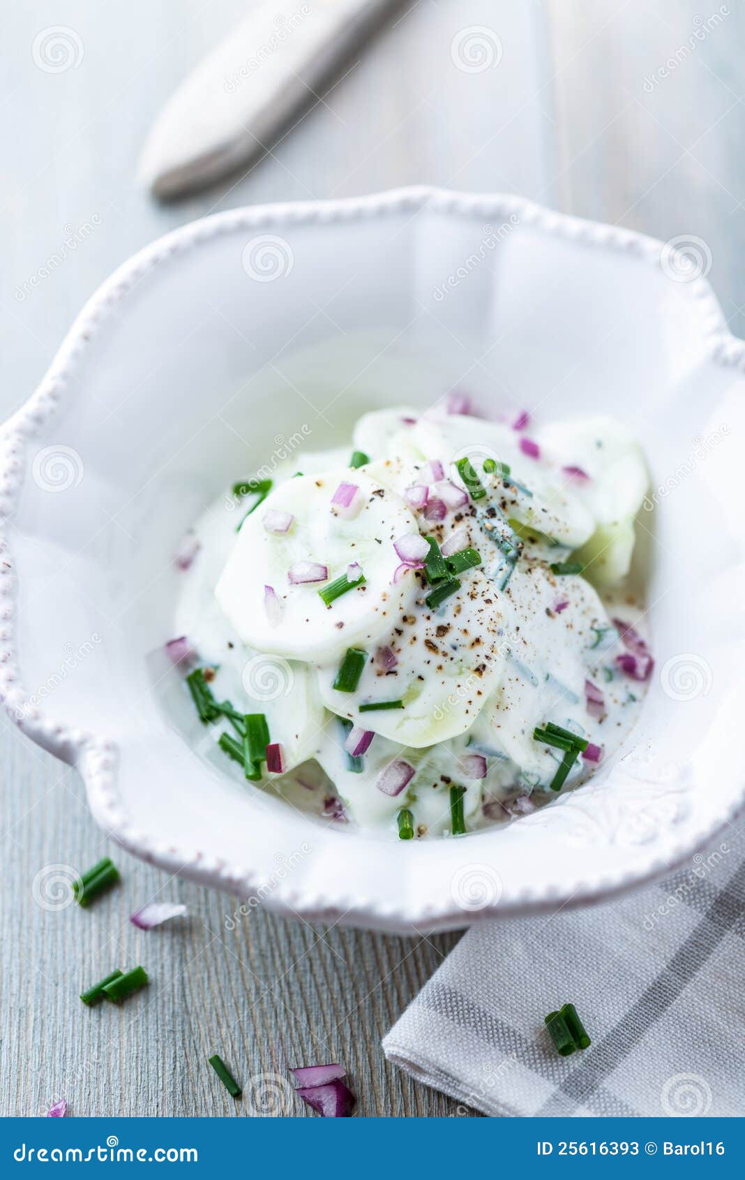 Cucumber with Yogurt, Shive and Onion Stock Image Image of healthy