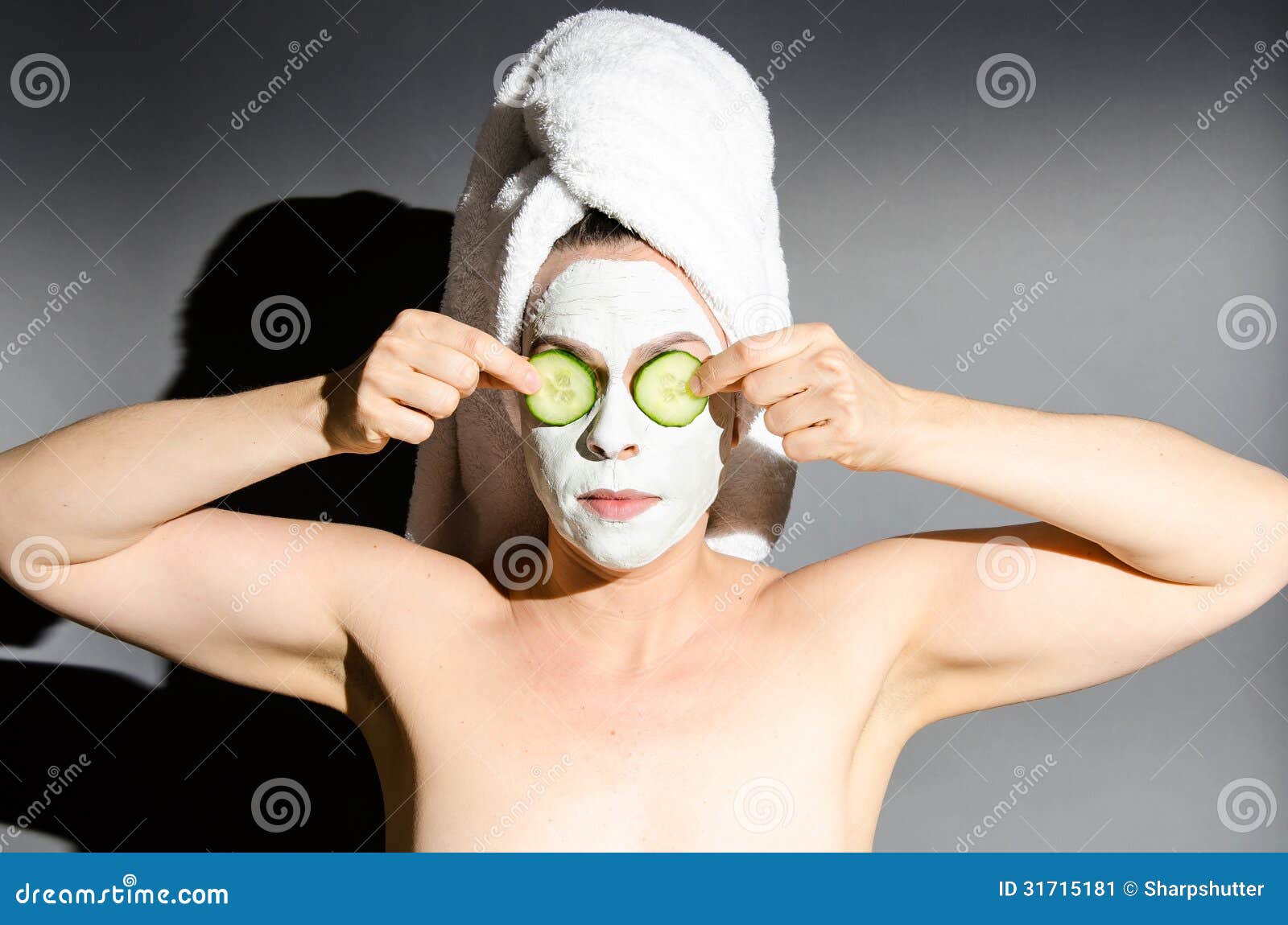 Cucumbers over Eyes stock image. Image of aging, bathroom 31715181