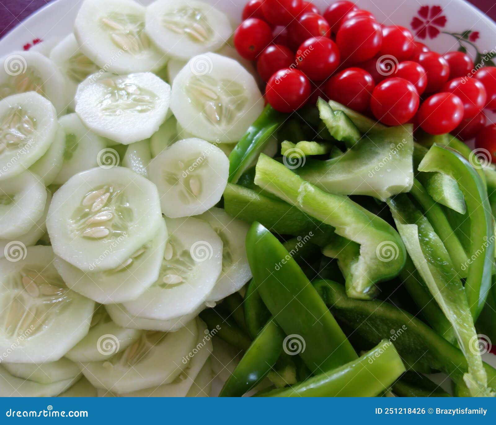 Cucumbers, Tomatoes, and Peppers on Plate Stock Photo Image of plant