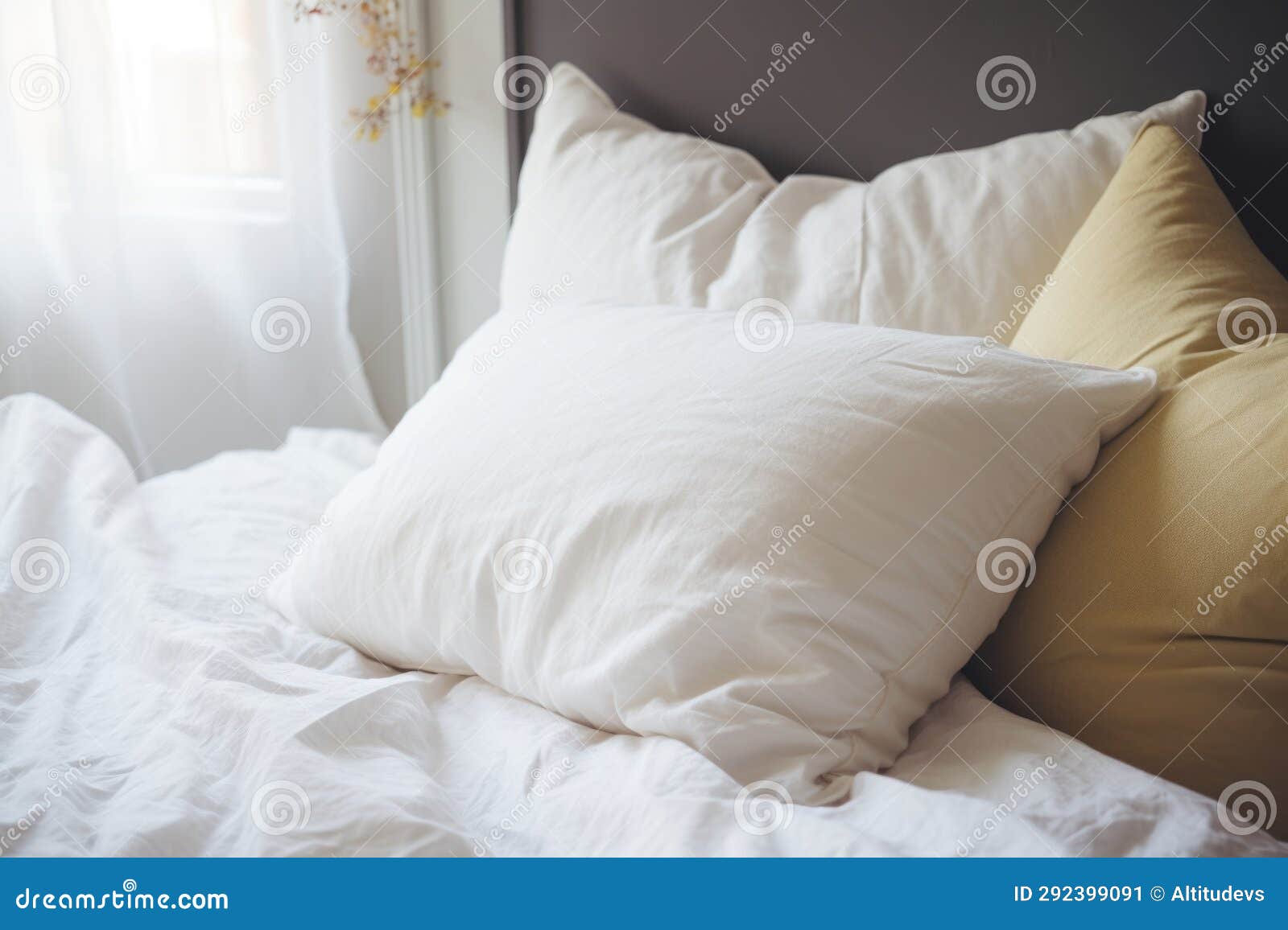 Cuddle Pillow on an Unmade Bed Stock Image Image of home, cozy 292399091