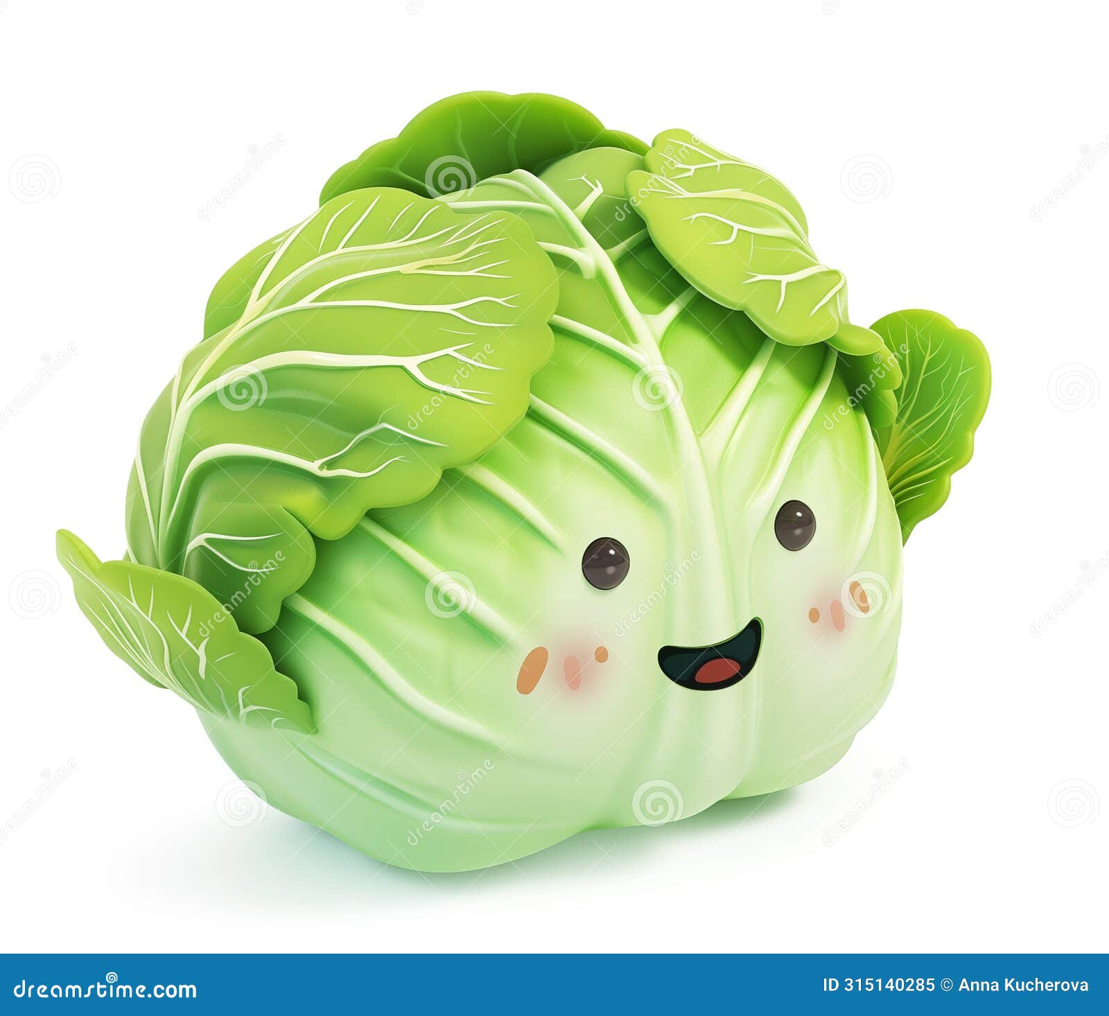 cuddly cabbage character nestled in leaves