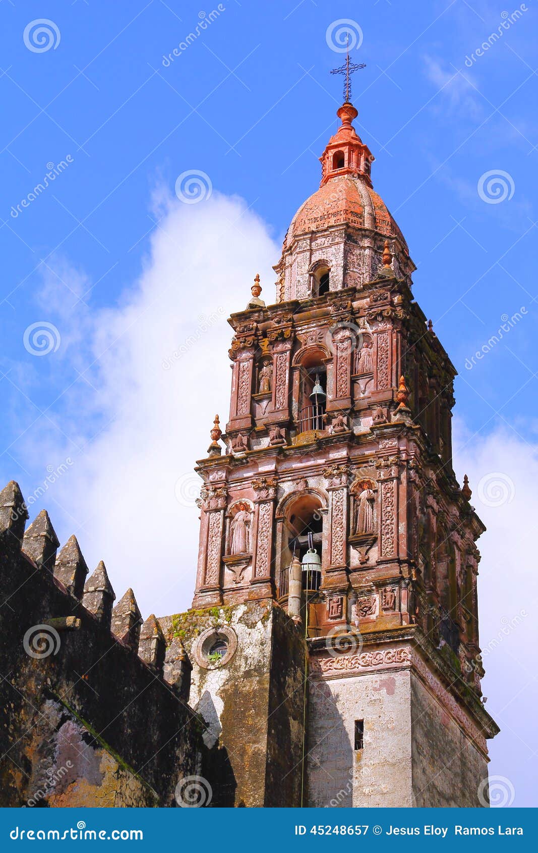 belfry of the cuernavaca cathedral in morelos, mexico