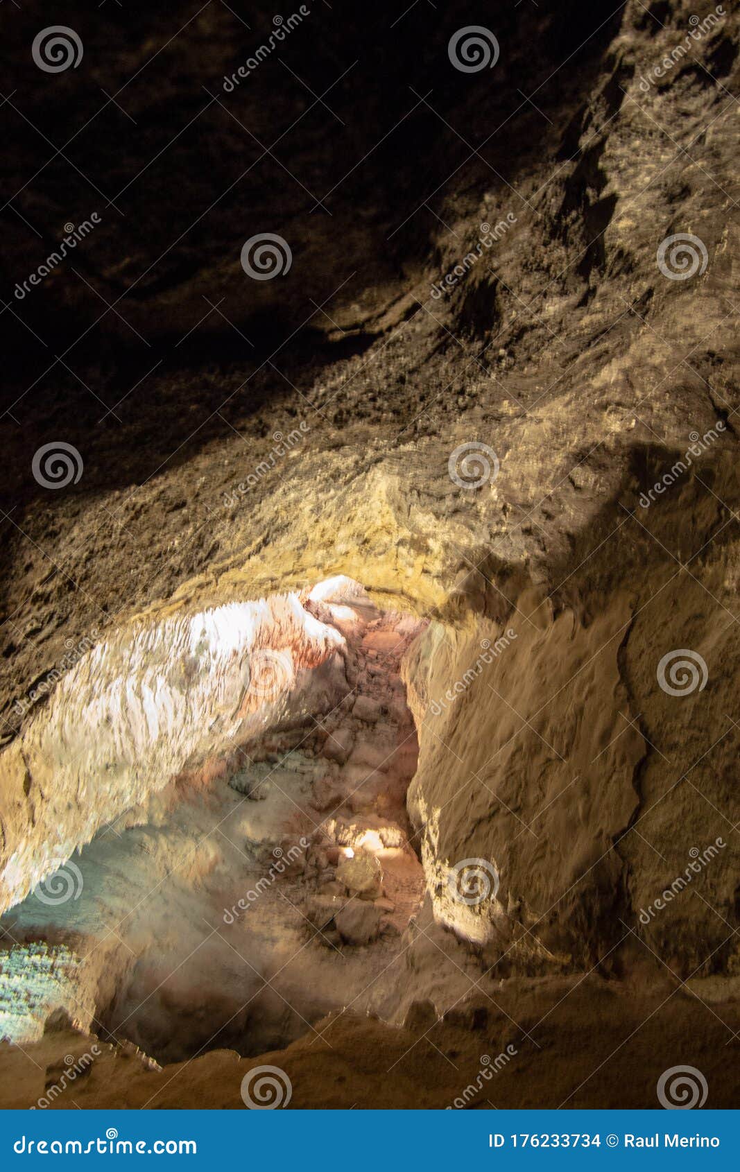 rocky testura of a volcanic cave in lanzarote