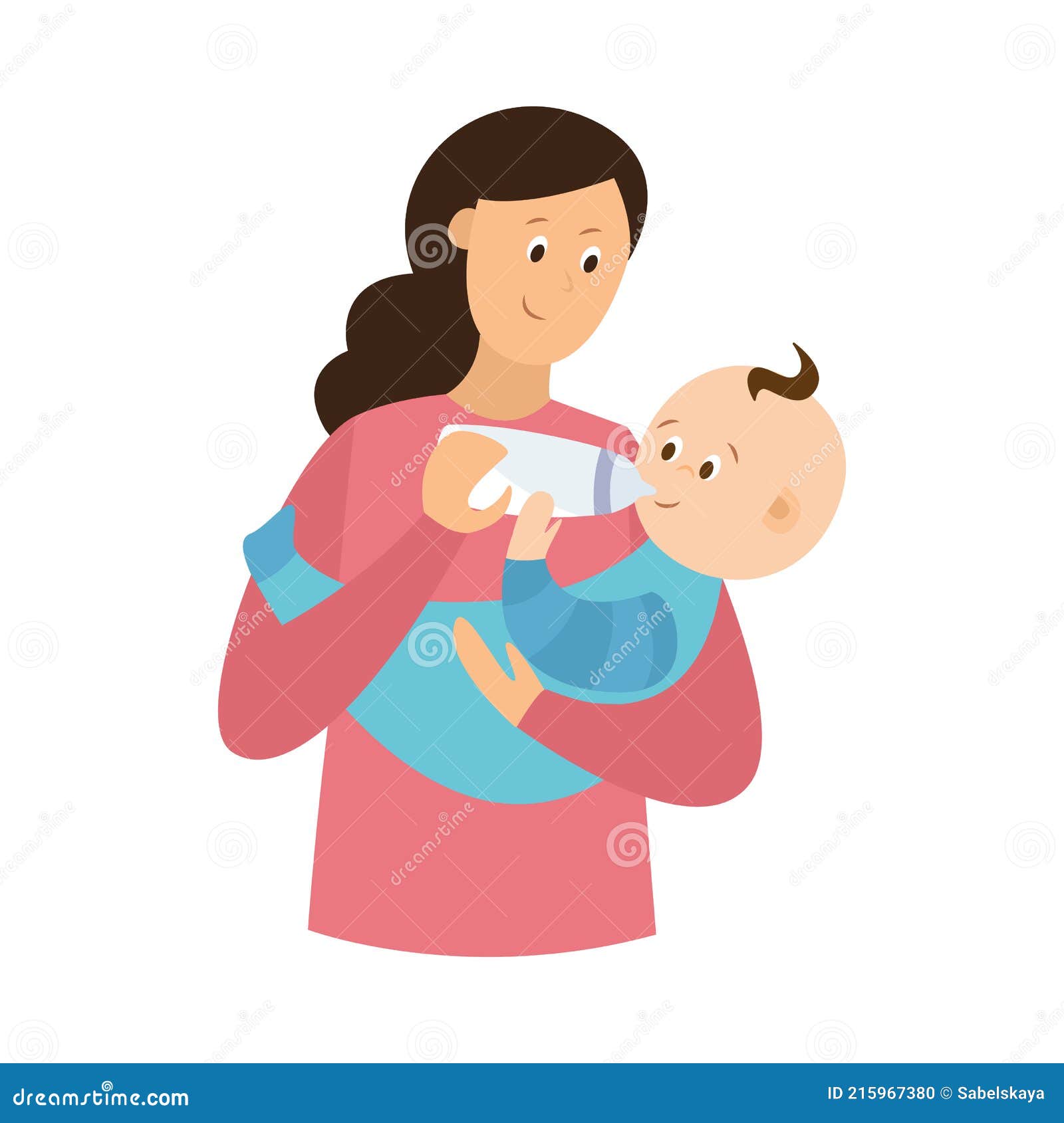 Cuidado Mamá Con Amor Alimentación Recién Nacido Bebé Leche De Botella Un  Vector Ilustración Ilustración del Vector - Ilustración de padre,  lifestyle: 215967380