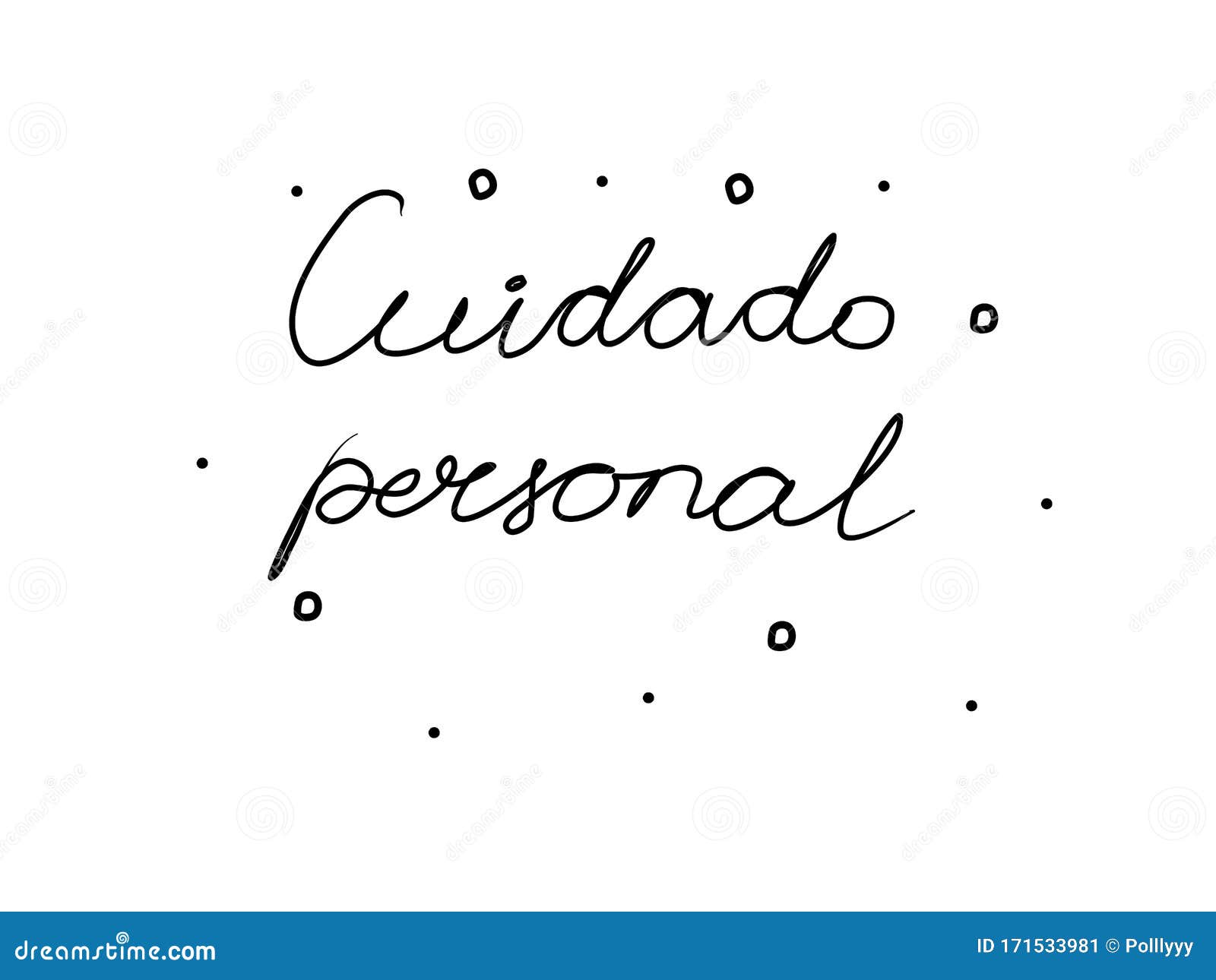 cuidado personal phrase handwritten with a calligraphy brush. personal care in spanish. modern brush calligraphy.  word