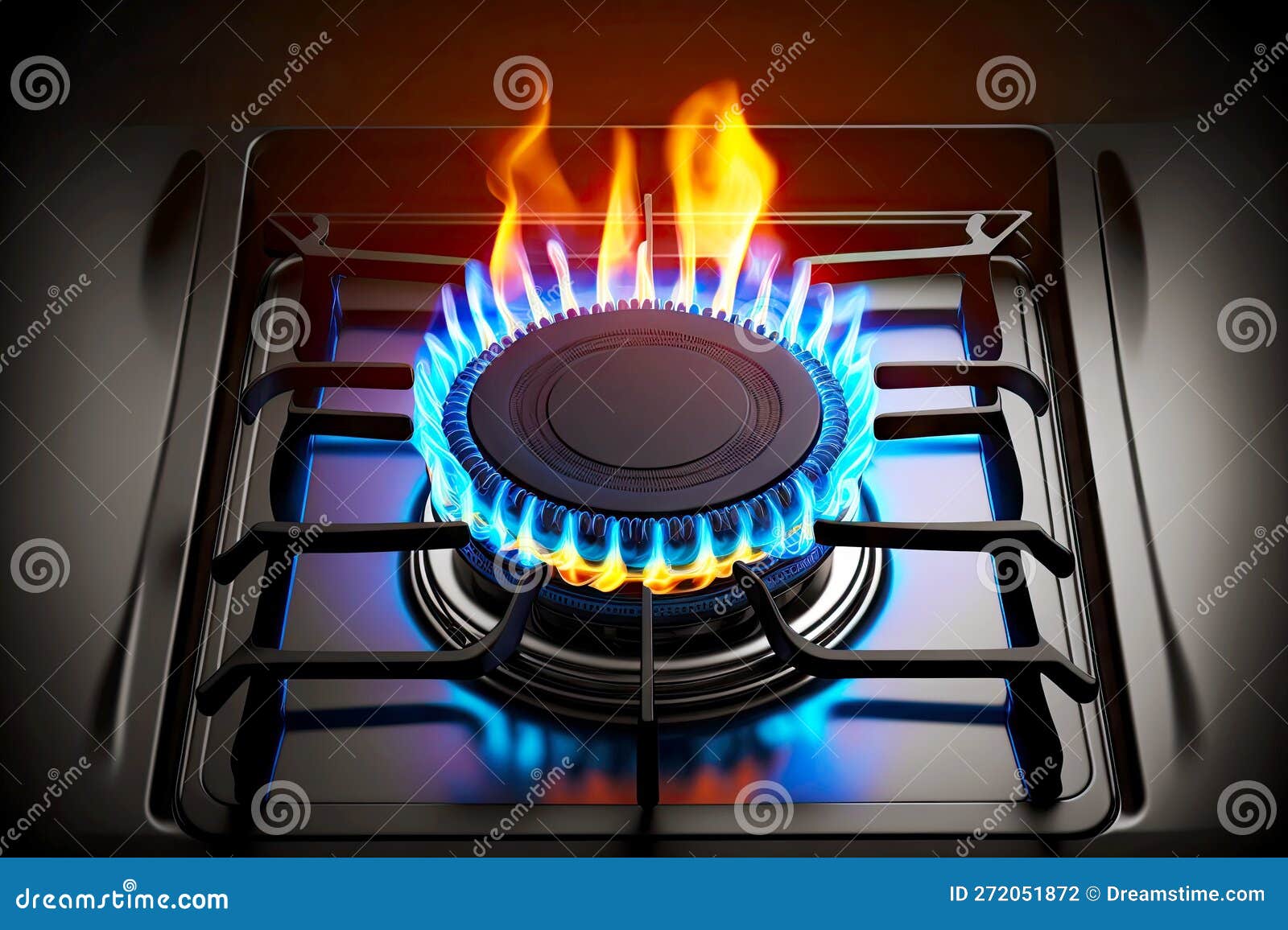Cuisinière à Gaz Avec Brûleur à Flamme Illustration Stock - Illustration du  poêle, énergie: 272051872
