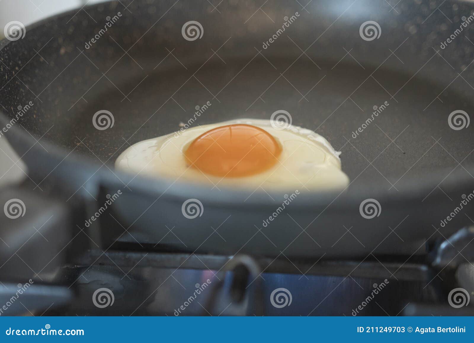 Cuisson Des Oeufs Dans Une Poêle Image stock - Image du fixation, cuisine:  211249703