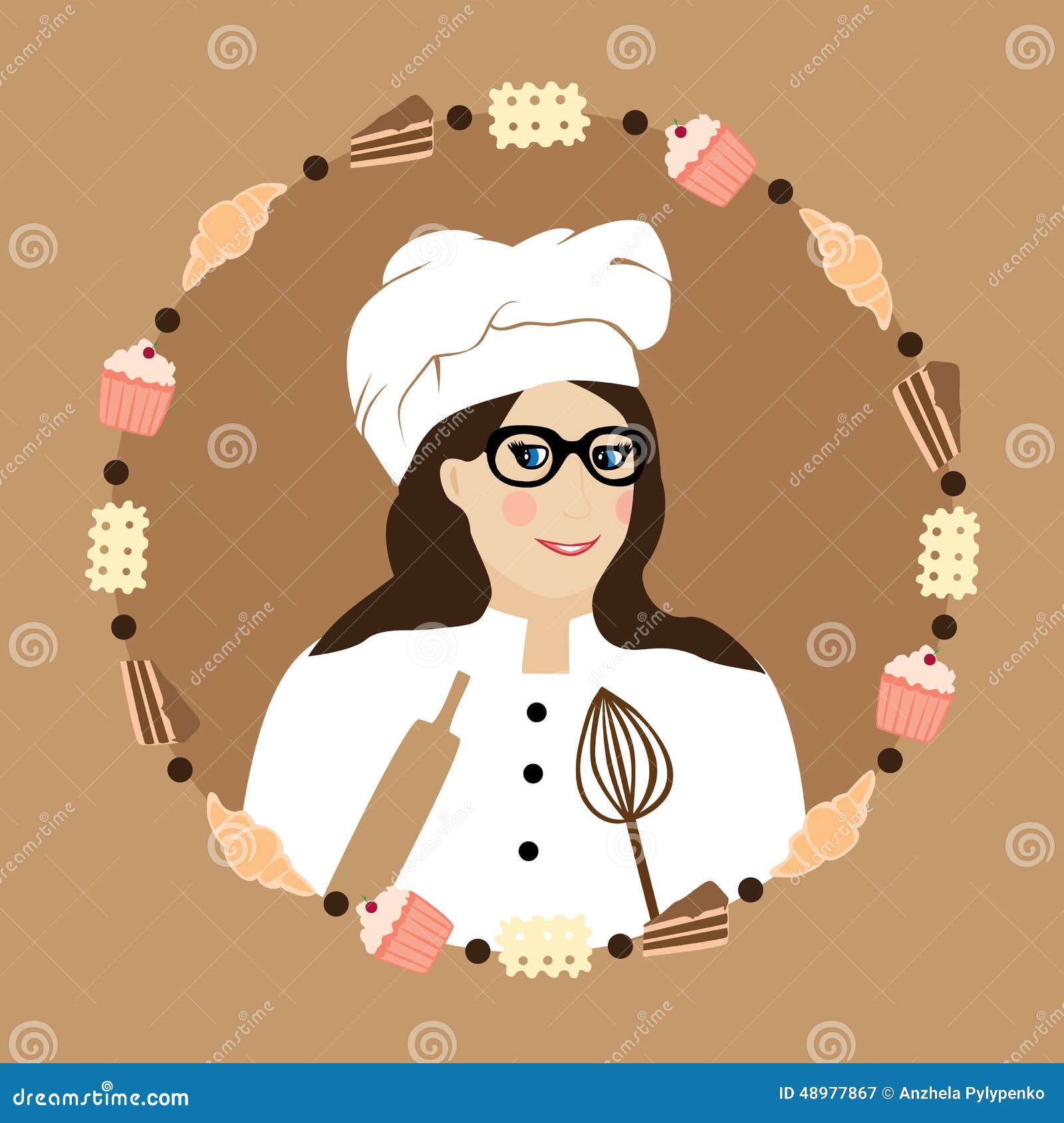 Women Baker Silhouette Collection Wearing Chef Uniforms. Female Bakery ...