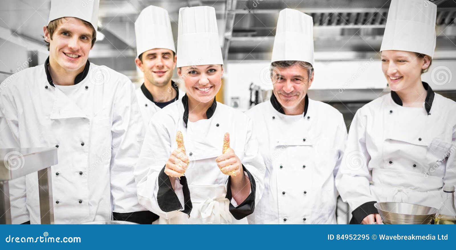 Culinary Class with Pastry Teacher Giving Thumbs Up Stock Image Image