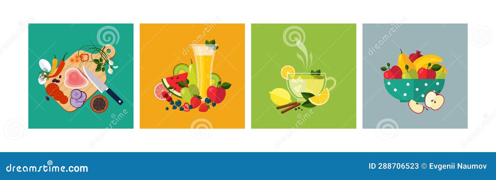 culinary and cookery bright food composition  set