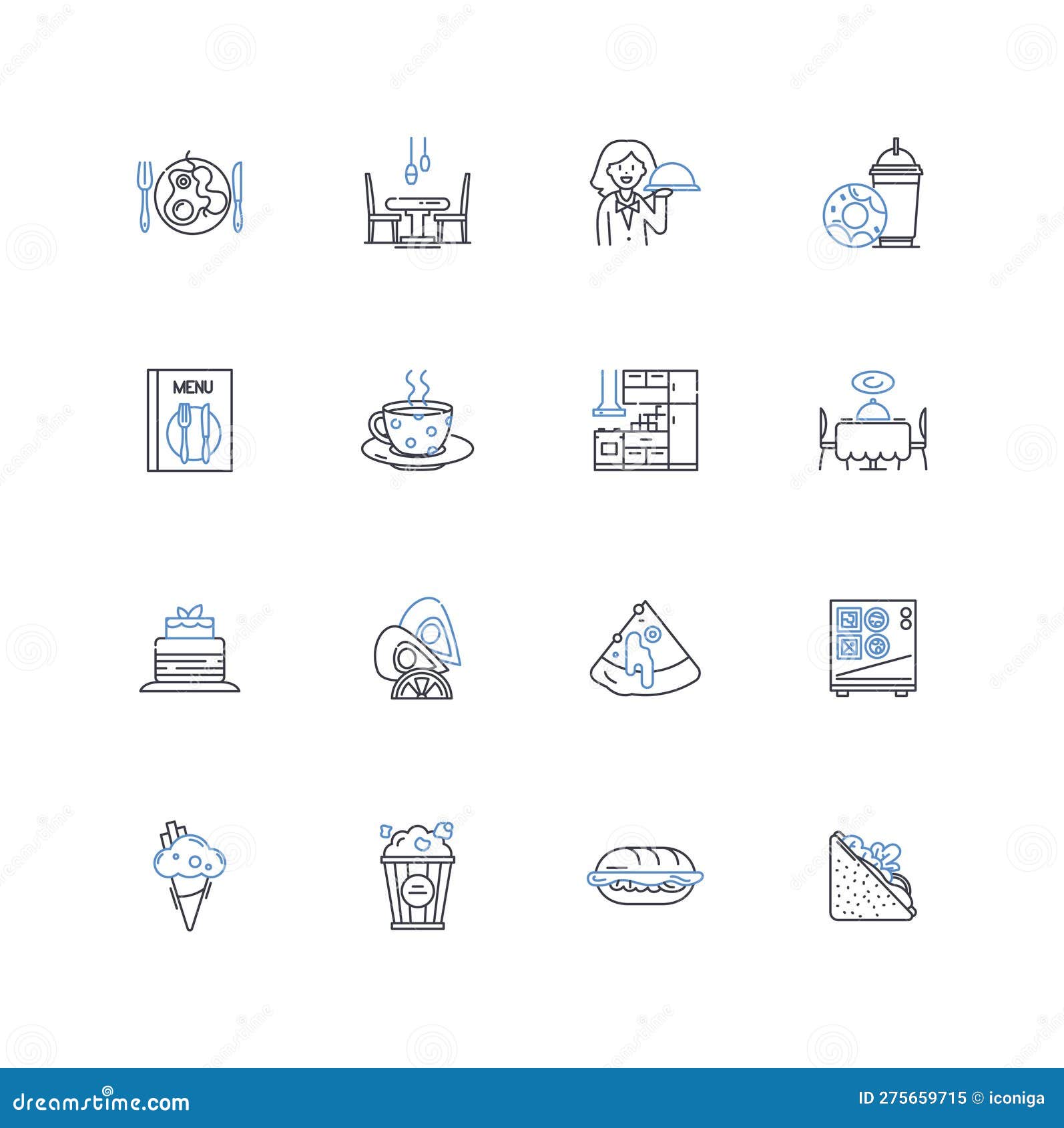 culinary outlet line icons collection. gourmet, cuisine, dining, restaurant, bistro, diner, brasserie  and linear