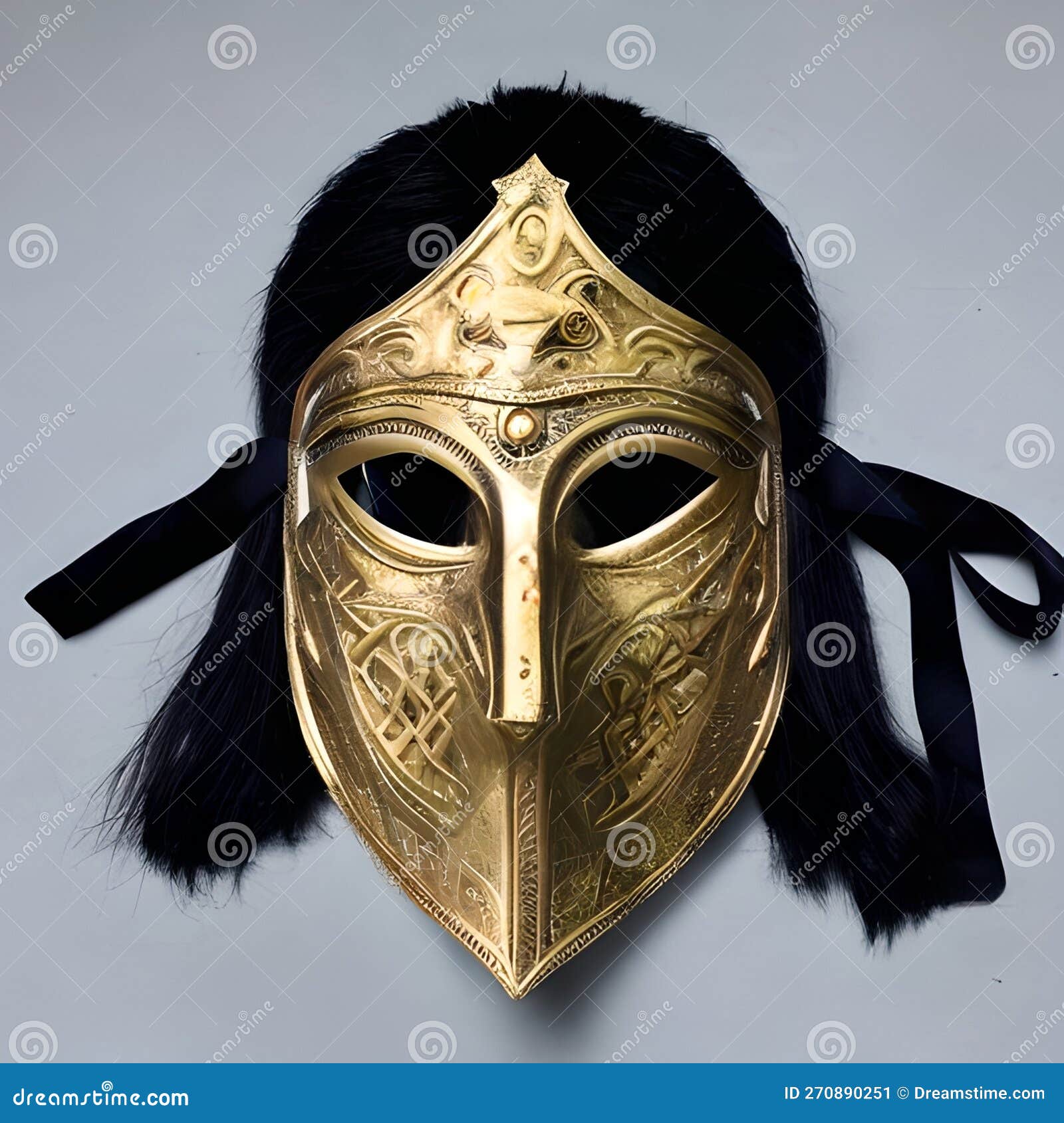Cult Ritual Mask Made Of Gold Metal, Decorative Artwork In Traditional ...