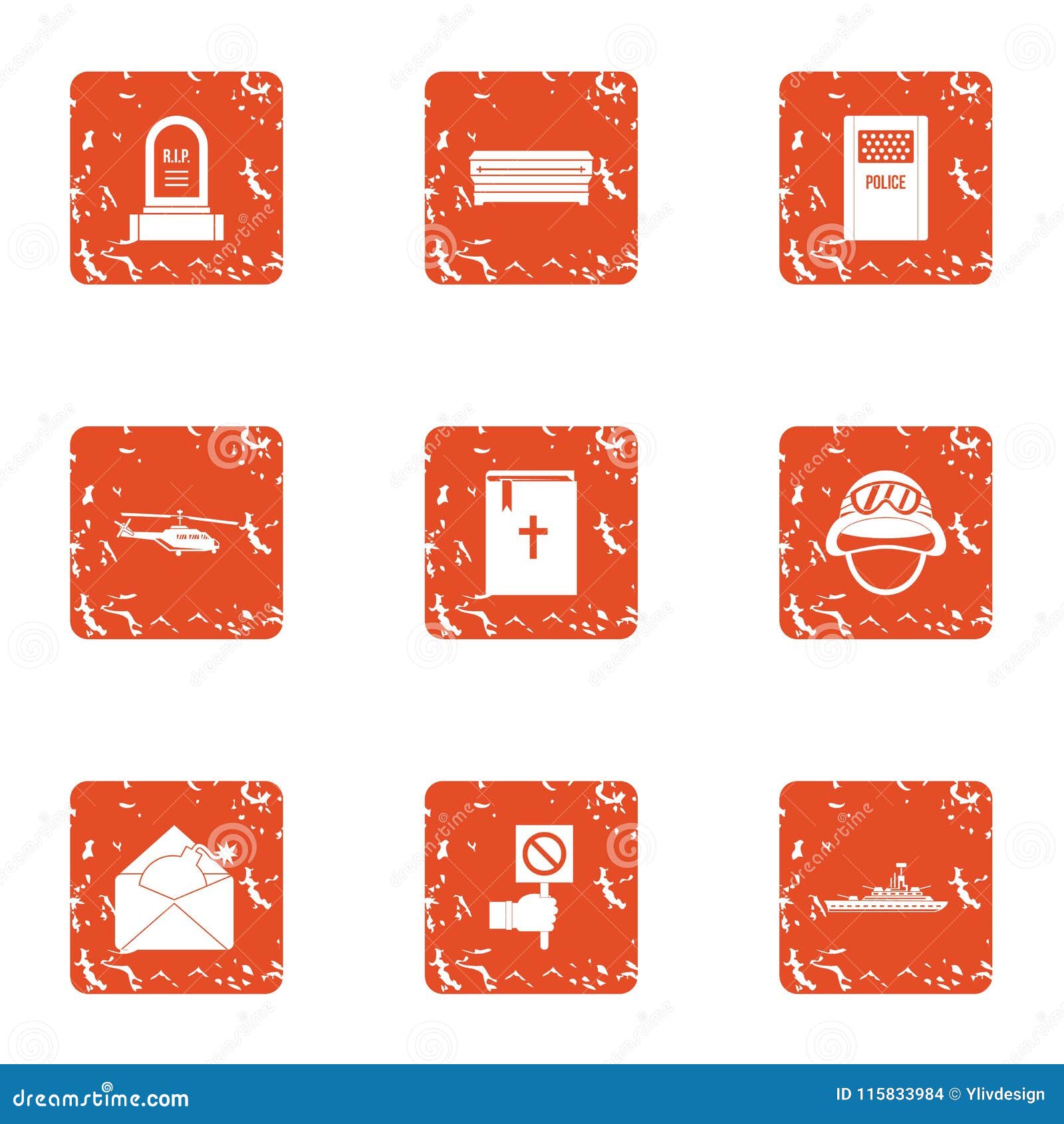 cultic icons set, grunge style