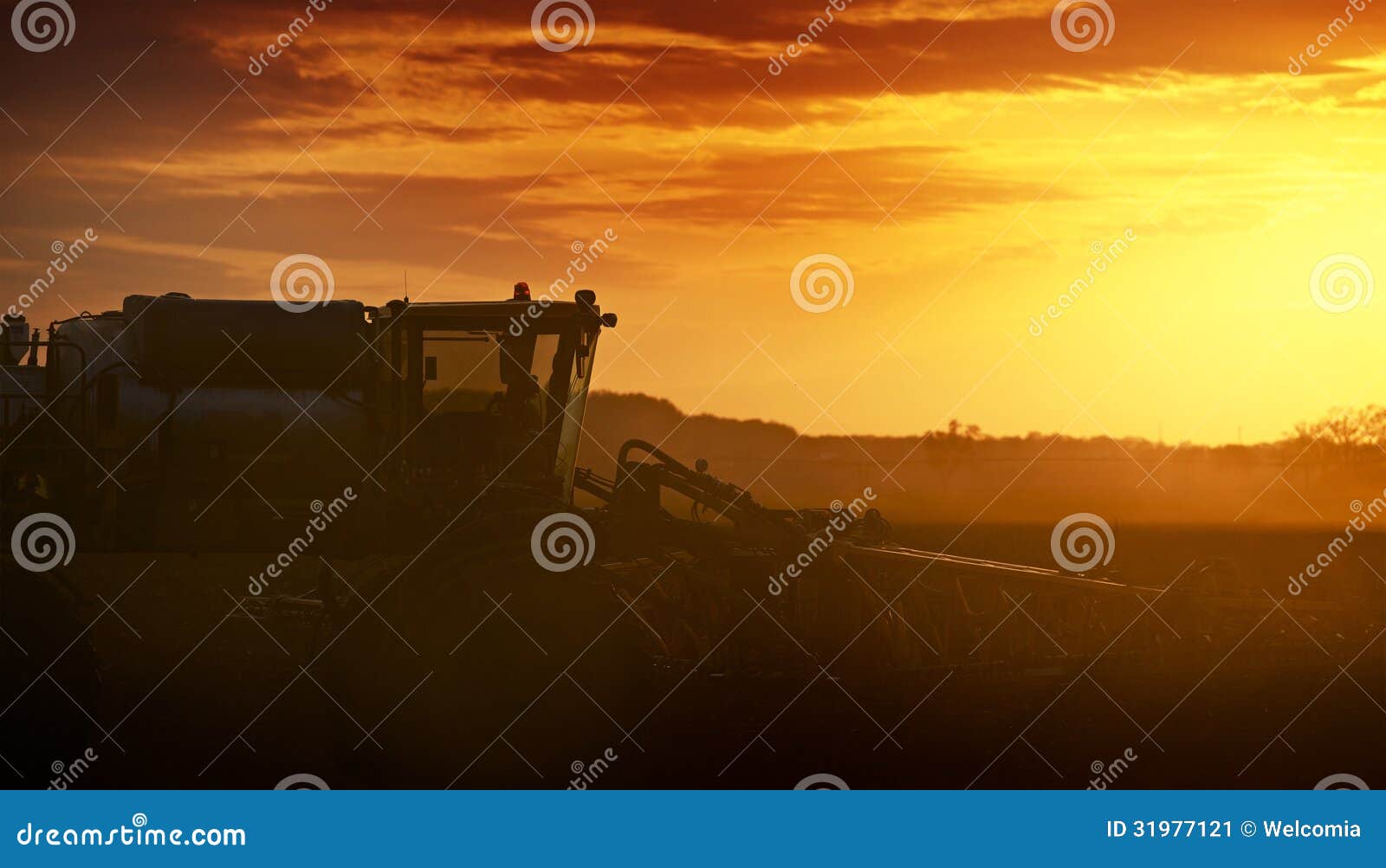 cultivating in sunset
