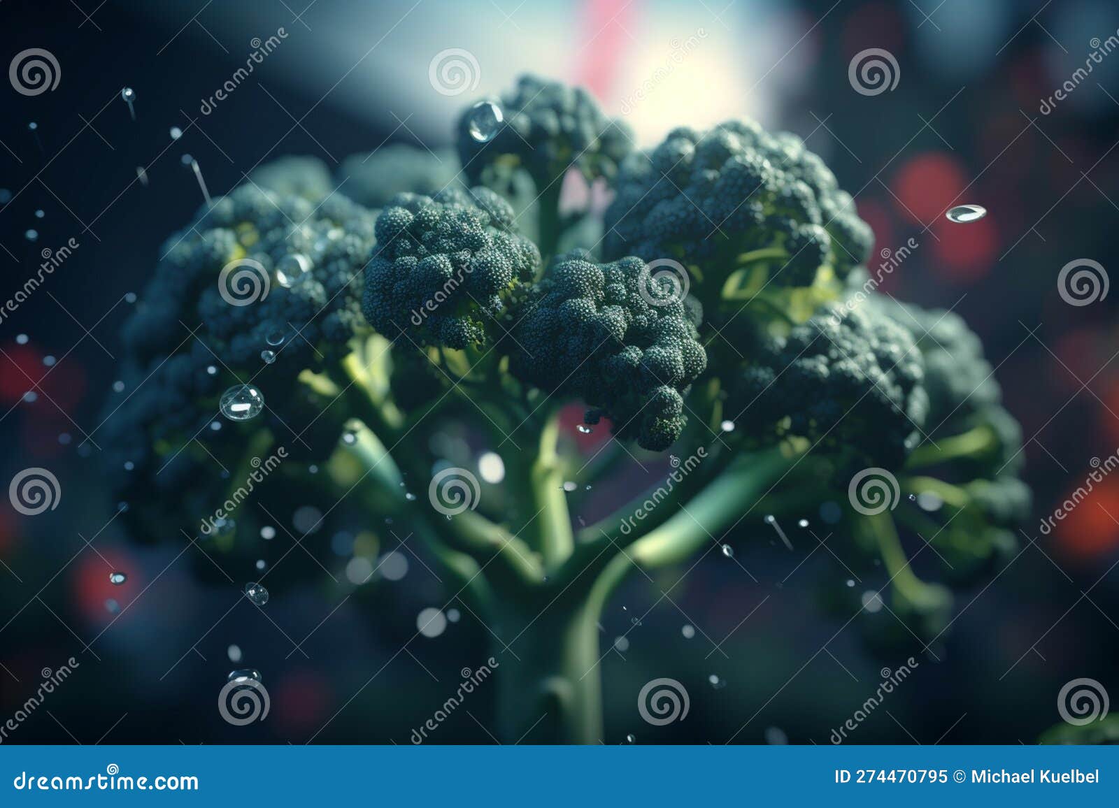 Cultivation of Broccoli Under Artificial UV Light for Maximum Growth Stock Illustration