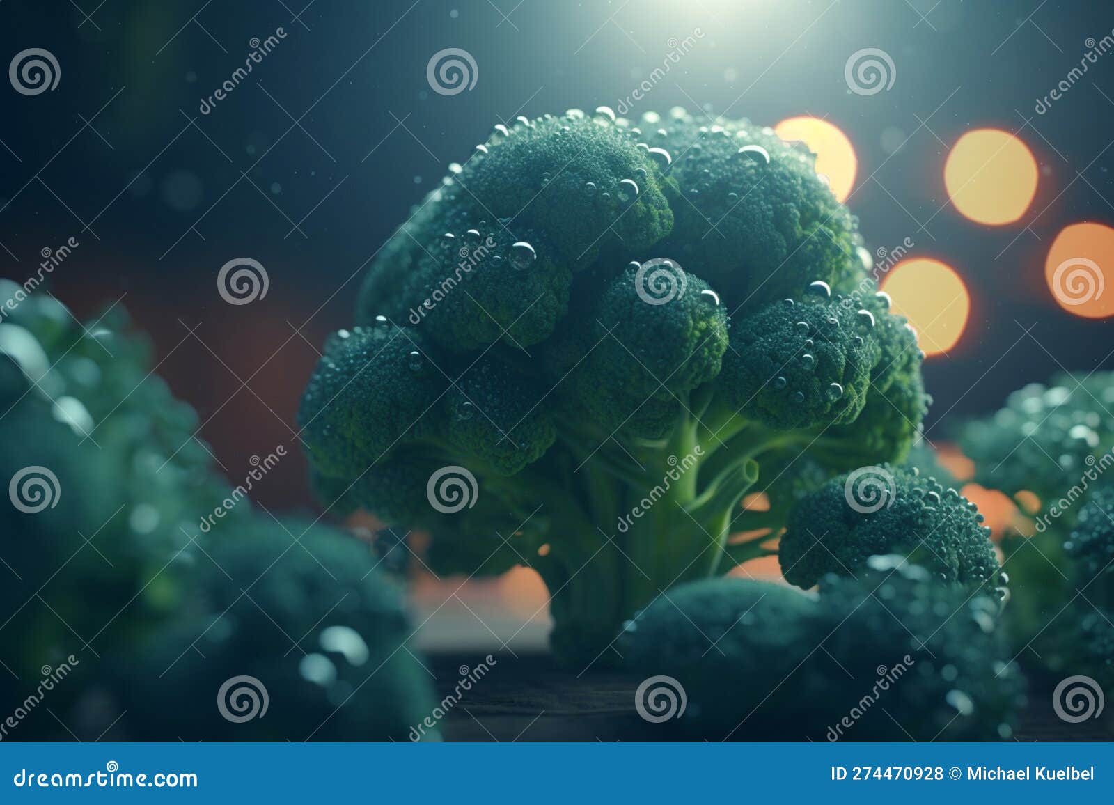 Cultivation of Broccoli Under Artificial UV Light for Maximum Growth Stock Illustration