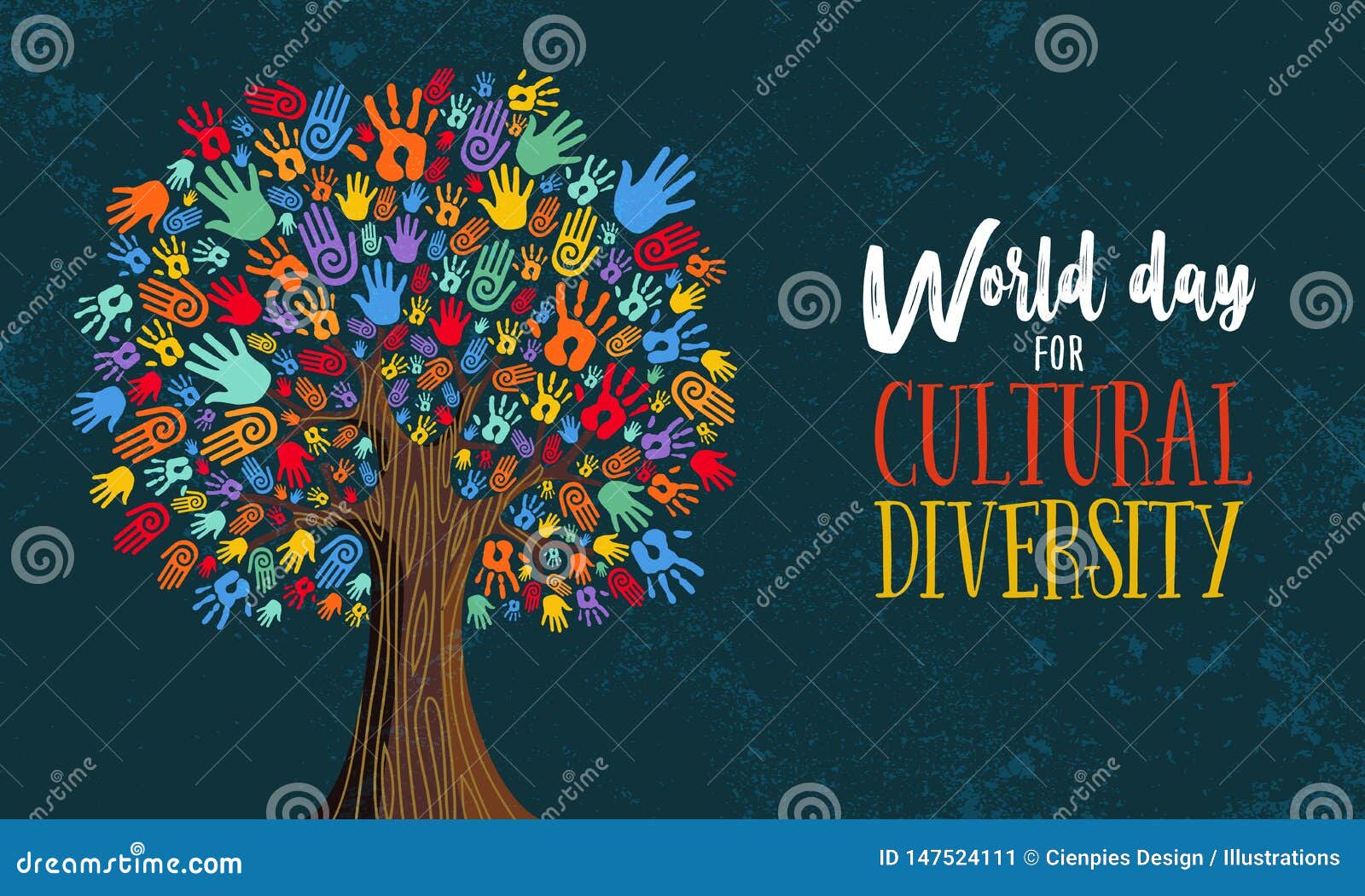 cultural diversity day tree hand concept 