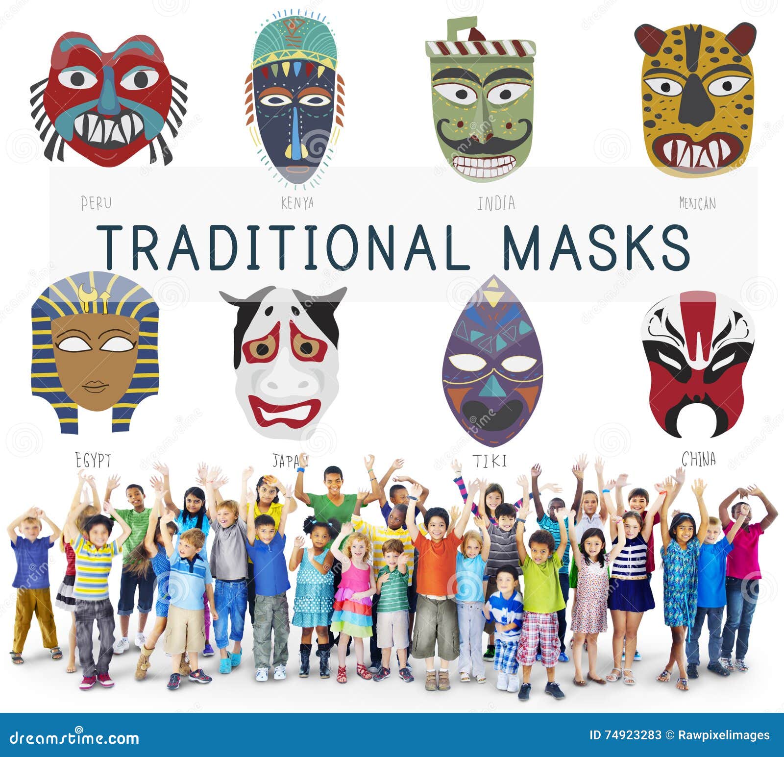 Cultureel Traditioneel Maskers Globaal Concept Stock Afbeelding - Image ...